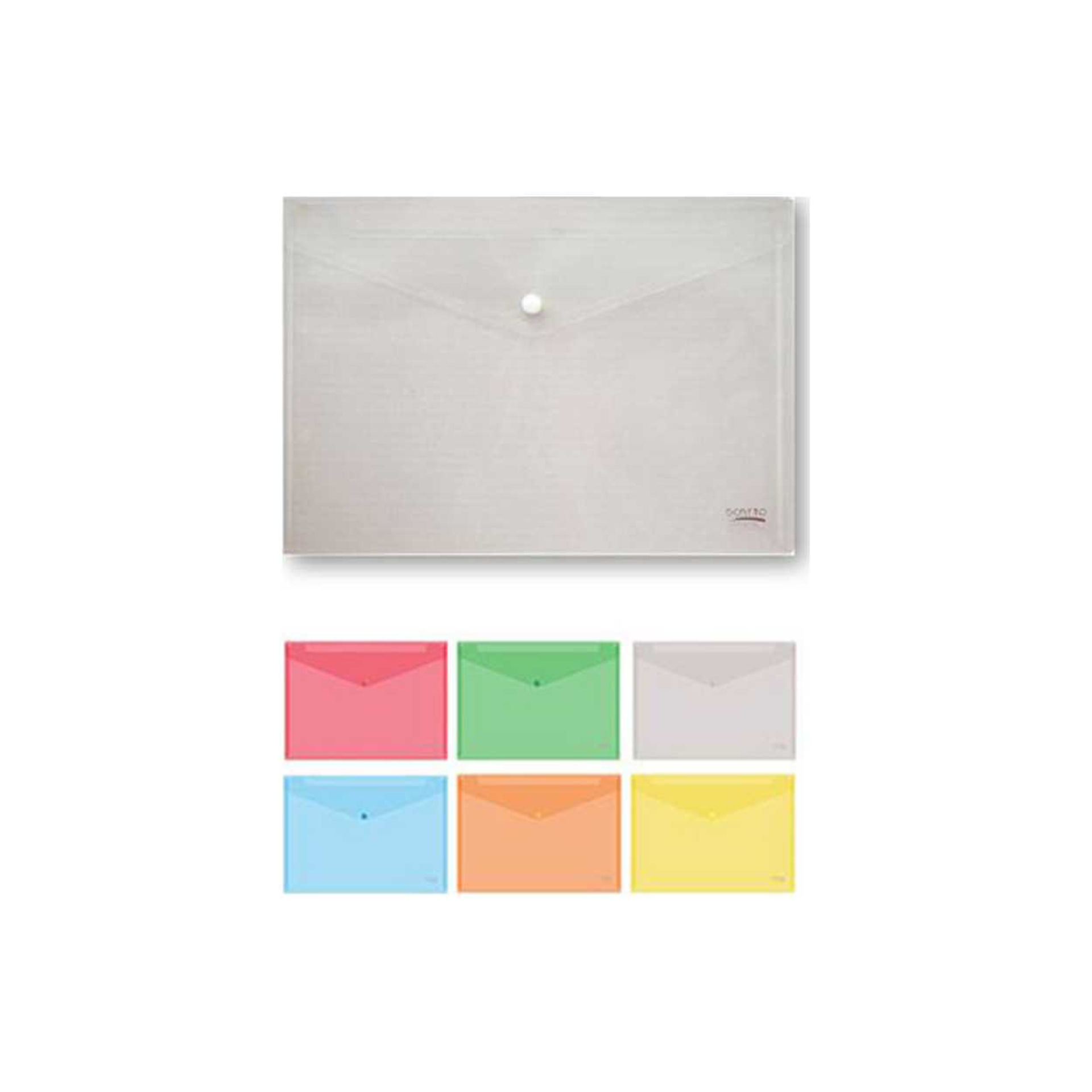 BUSTA C/BOTTONE PPL A4 33X24 COL.TRASP.0184