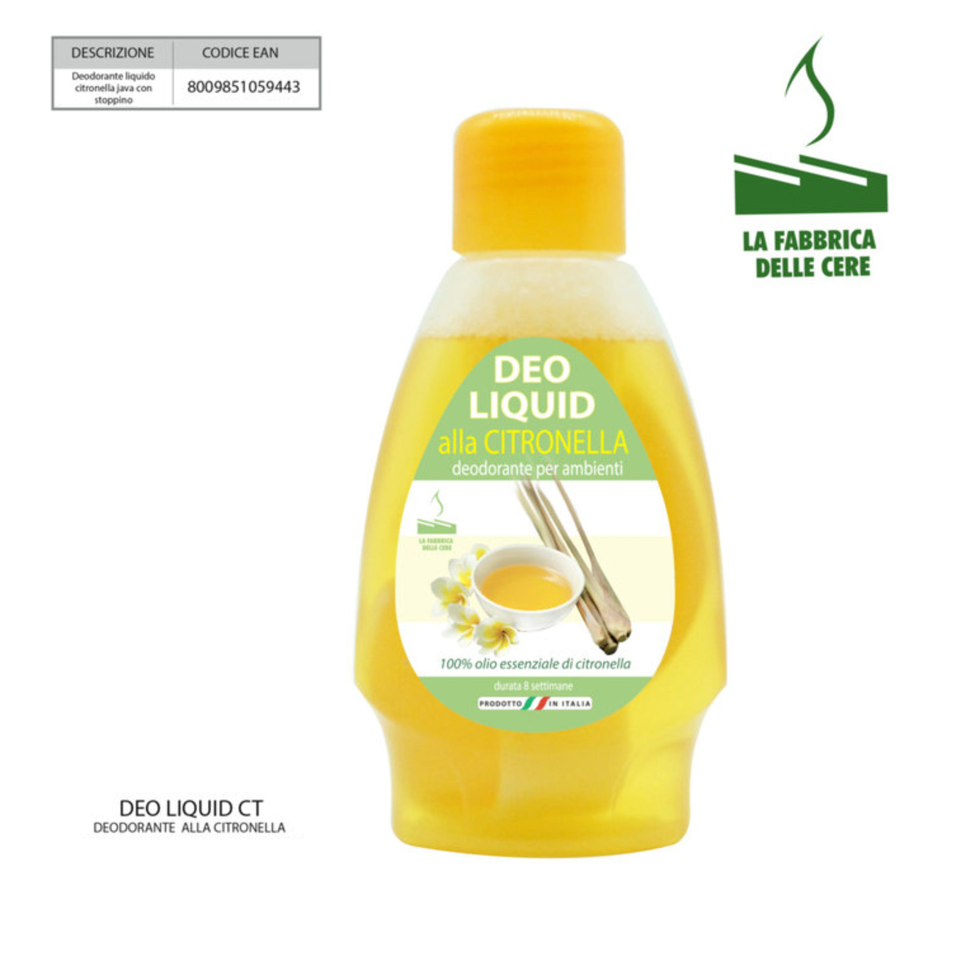 DEODORANTE LIQUIDO ALLA CITRONELLA CON STOPPINO