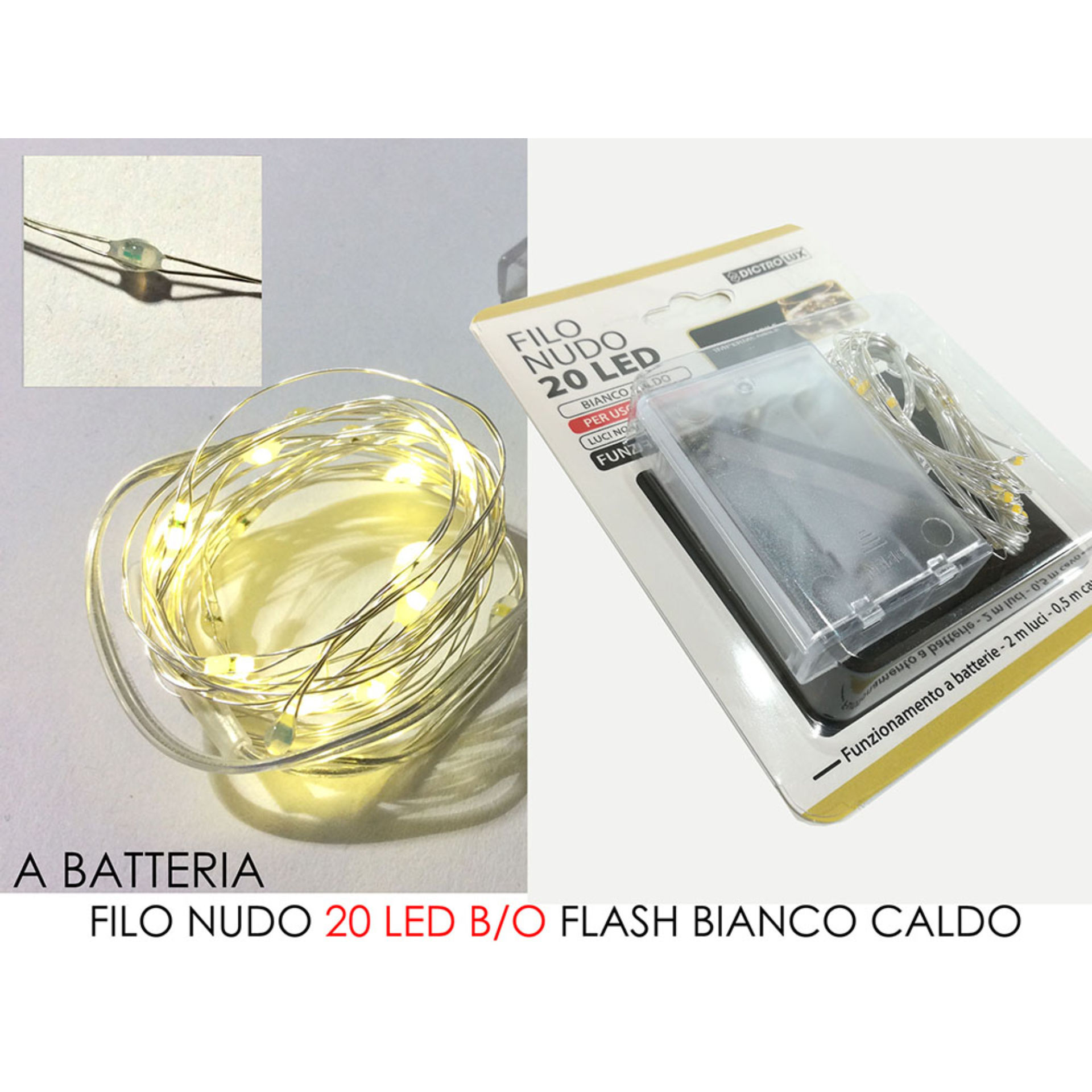 -FILO NUDO 20 LED B/O FLASH B.CALDO