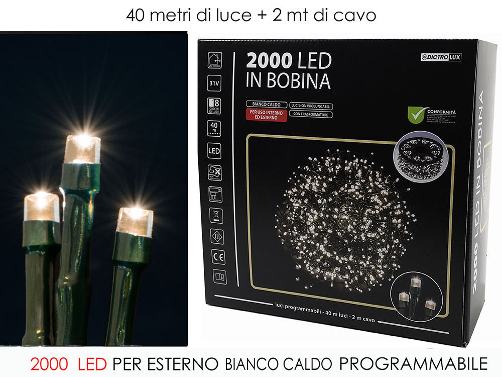 2000 LUCI LED BIANCO CALDO X EST.C/BOB