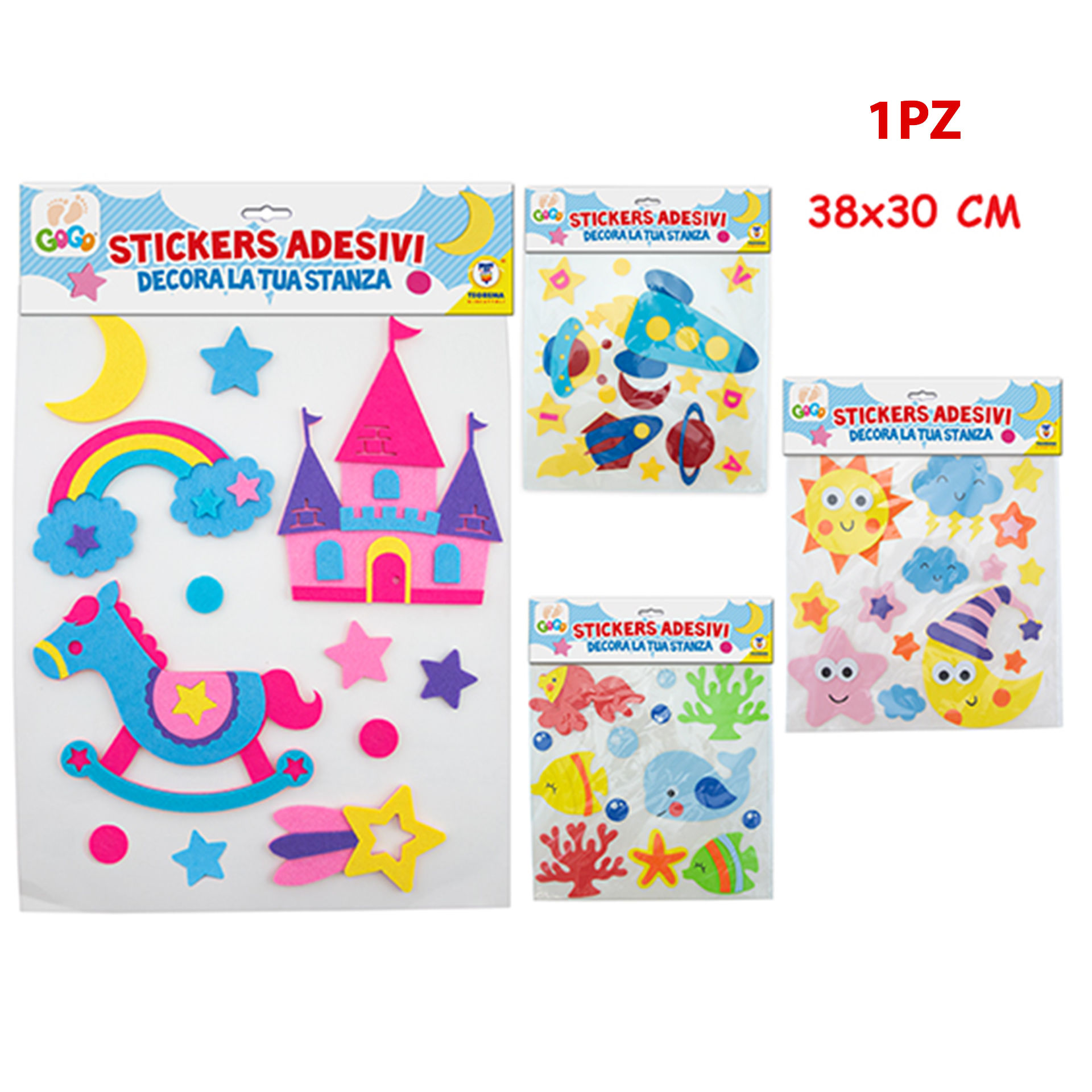 STICKERS ADESIVI DA PARETE 4 ASS