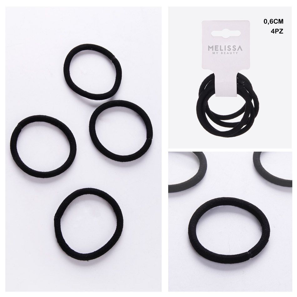 ELASTICI CAPELLI NERO 0,6CM 4PZ