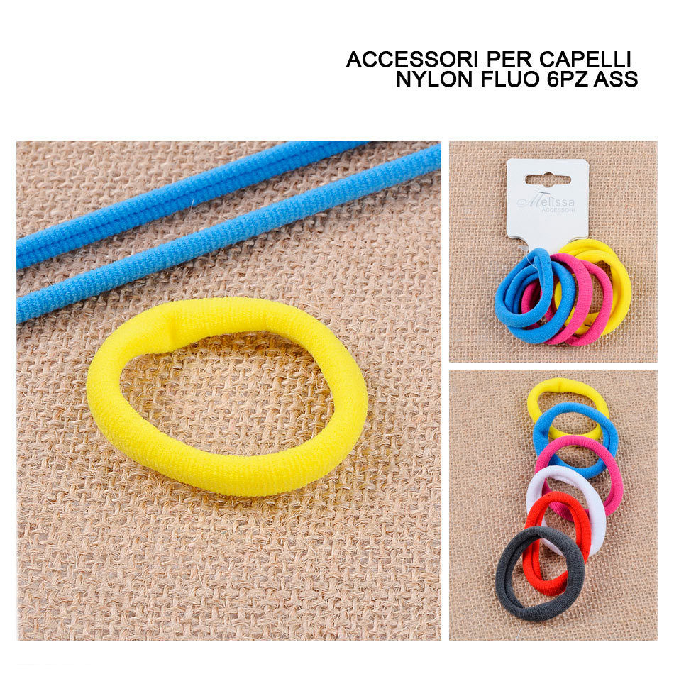 ELASTICI CAPELLI NYLON FLUO 6PZ ASS.