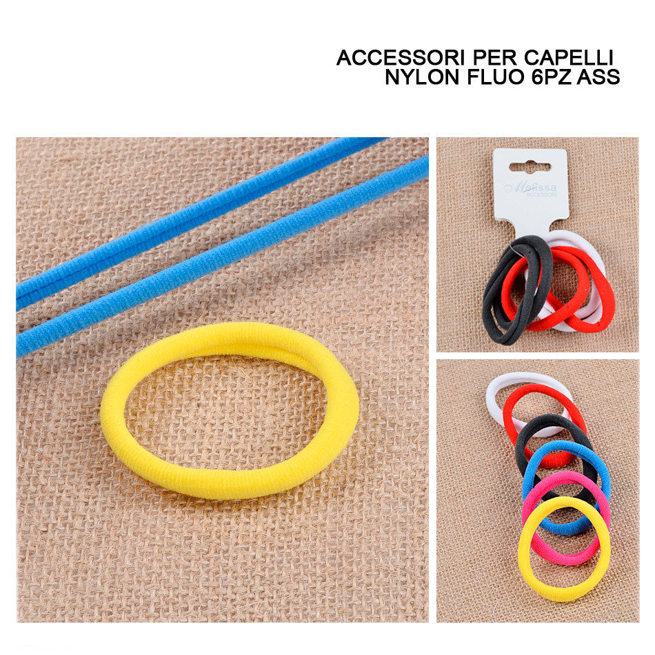 ELASTICI CAPELLI NYLON FLUO 6PZ ASS.