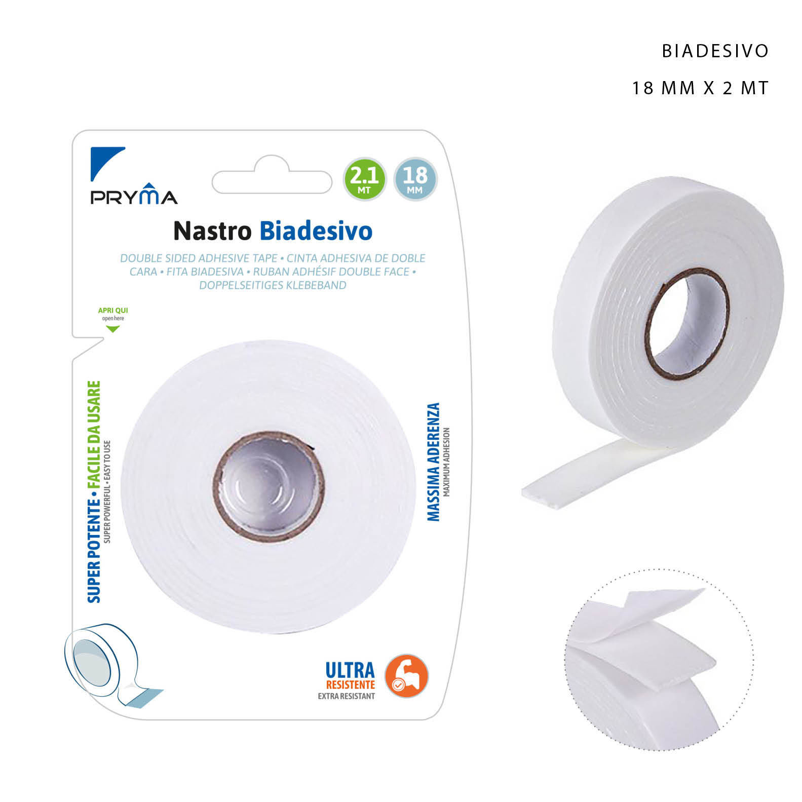 PRYMA NASTRO BIADESIVO 1.8CMX2.1M