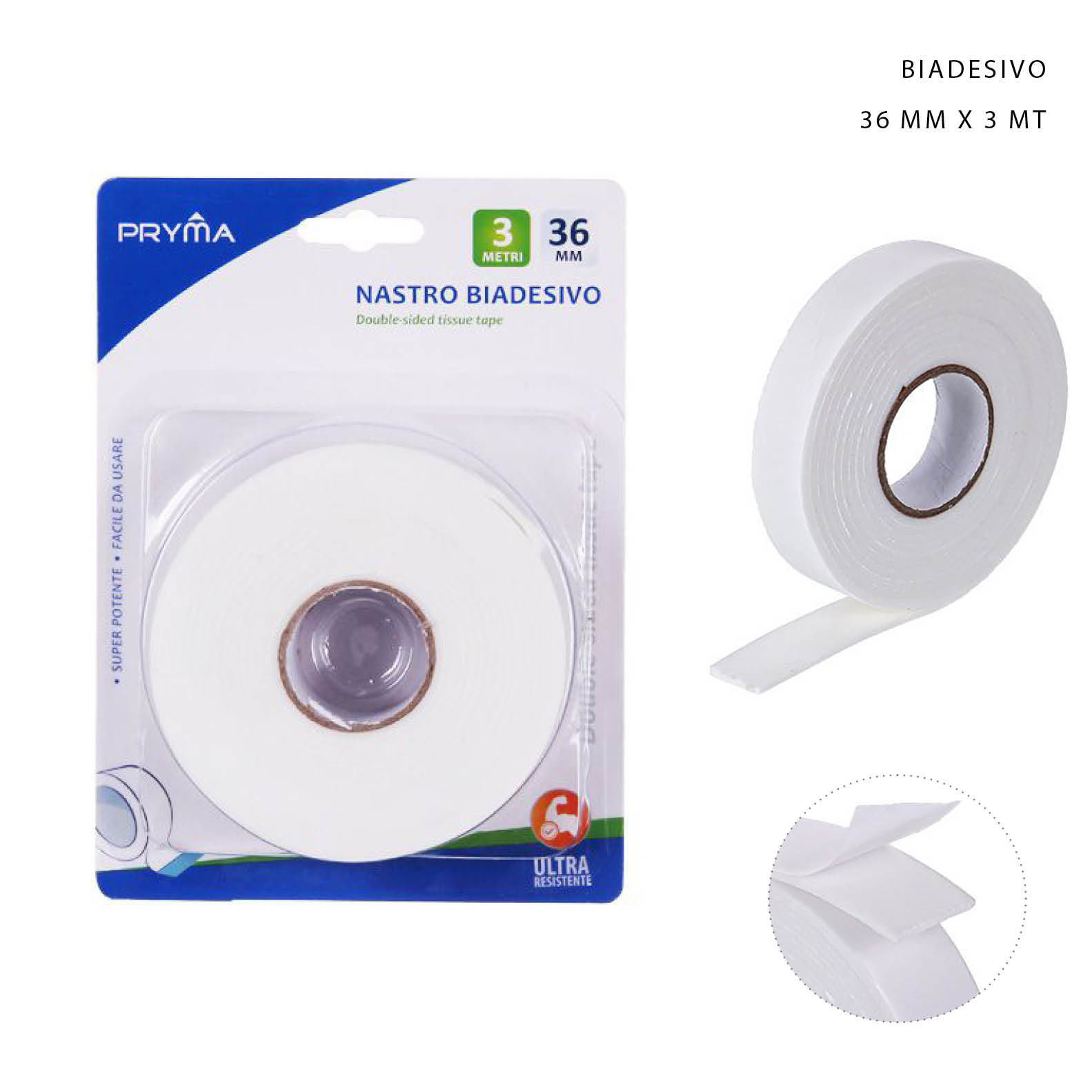 PRYMA NASTRO BIADESIVO 3.6CMX3M