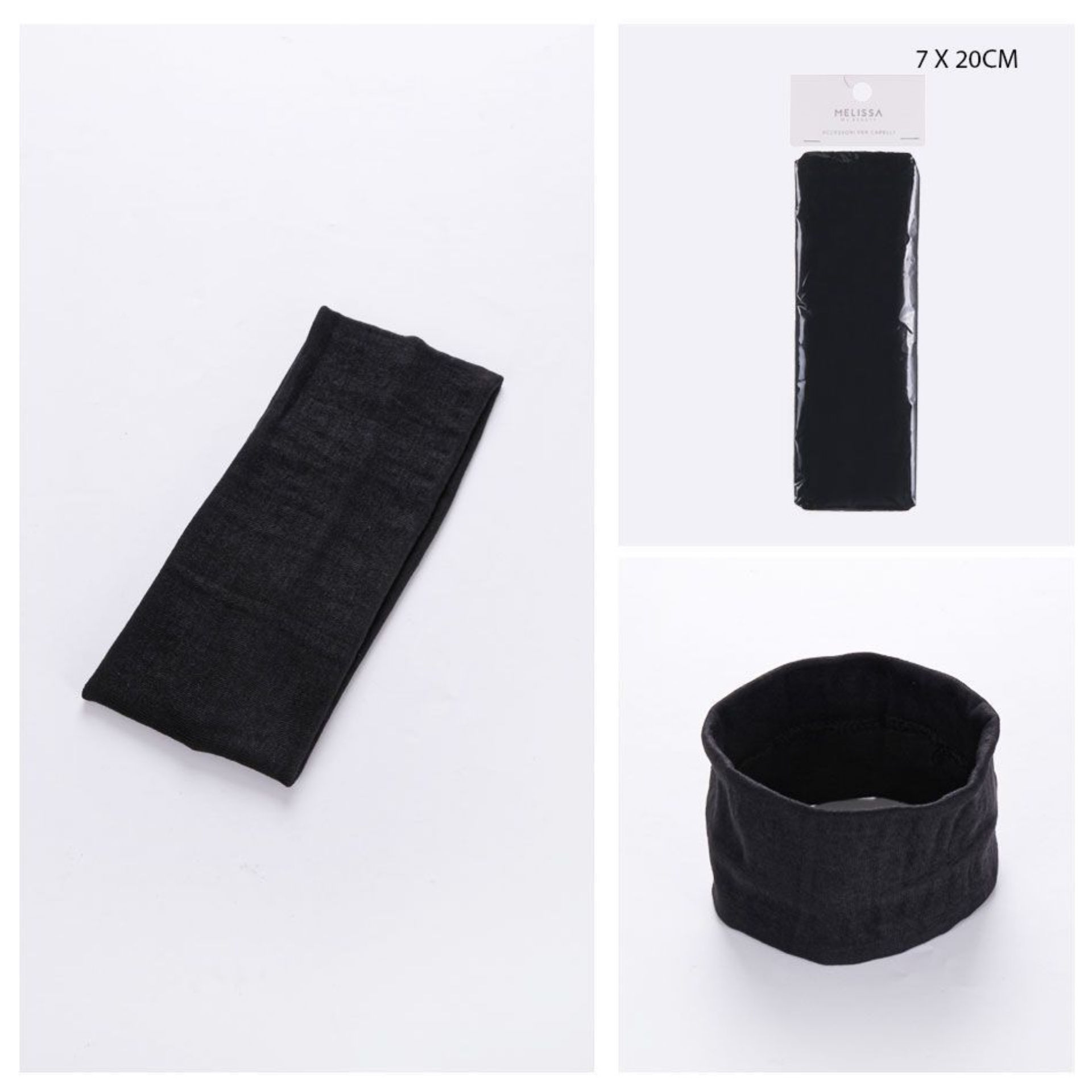 FASCIA CAPELLI 7X20CM NERO
