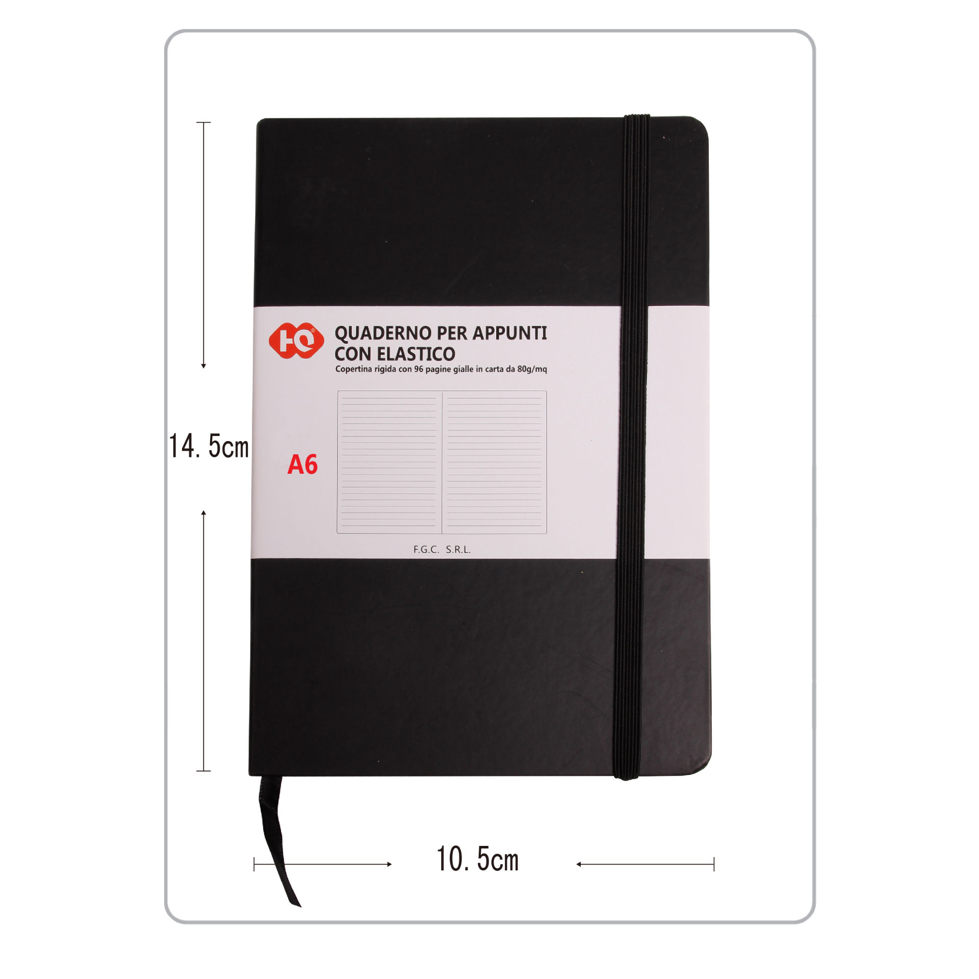 QUADERNO PER APPUNTI CON ELASTICO A6 COL. NERO