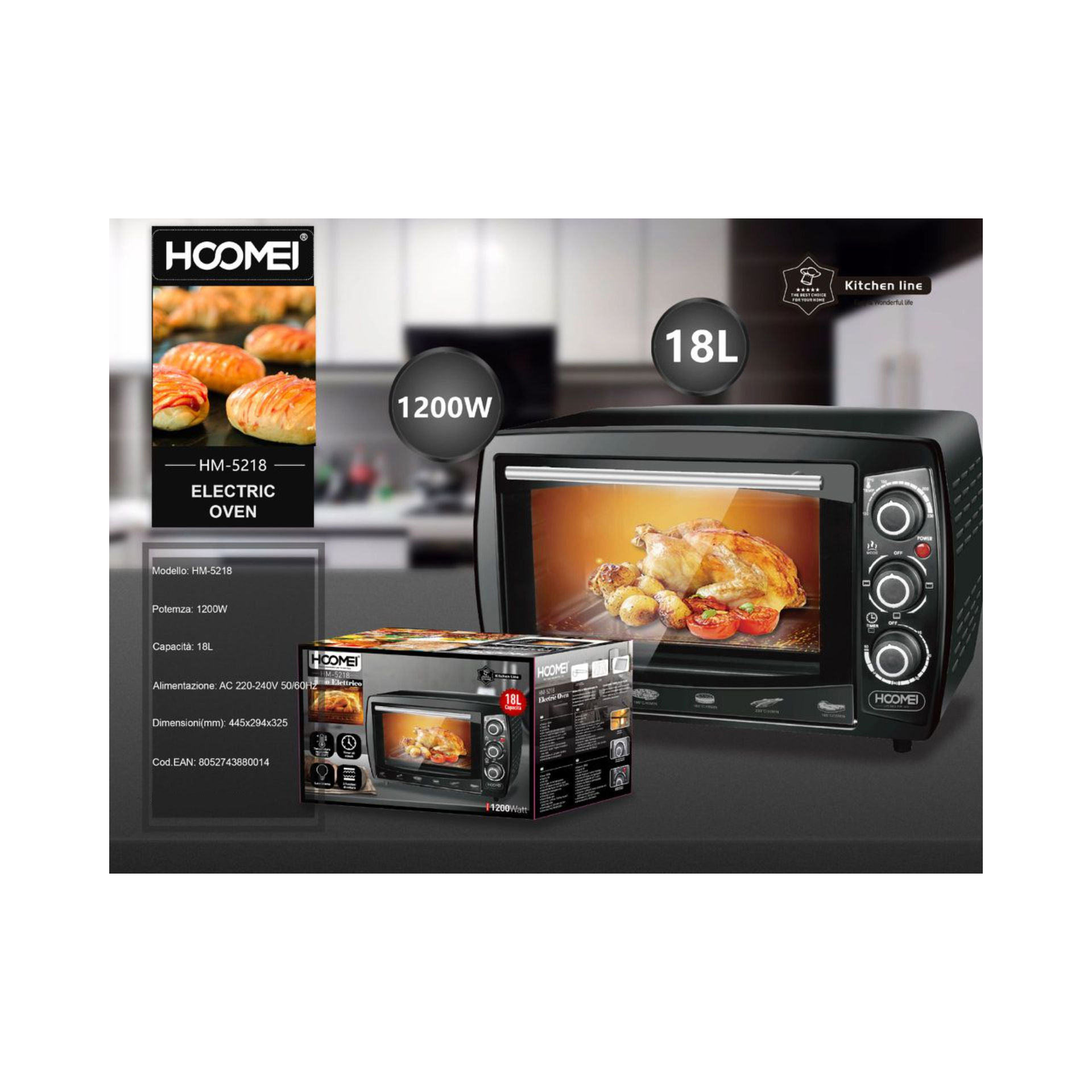 FORNO ELETTRICO 18L 1200W HM-5218 (0014)Hoomei