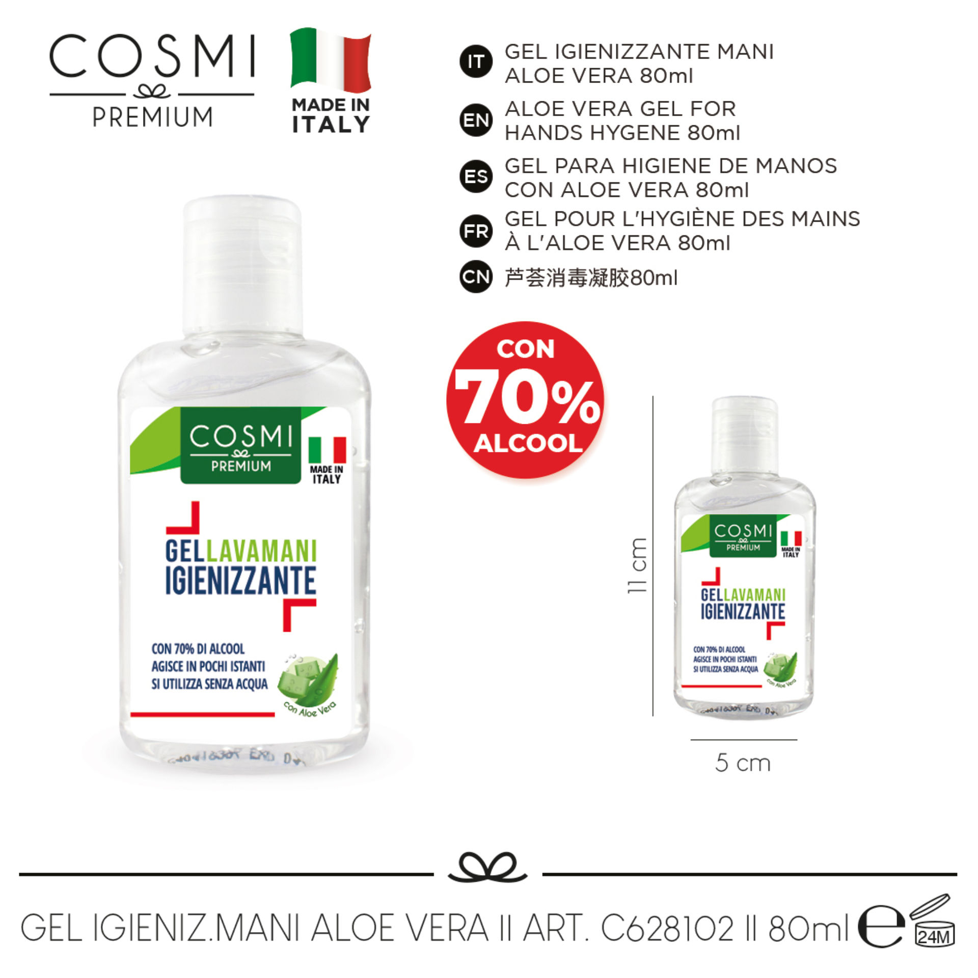 COSMI GEL IGIENIZ. MANI ALOE VERA 80ML