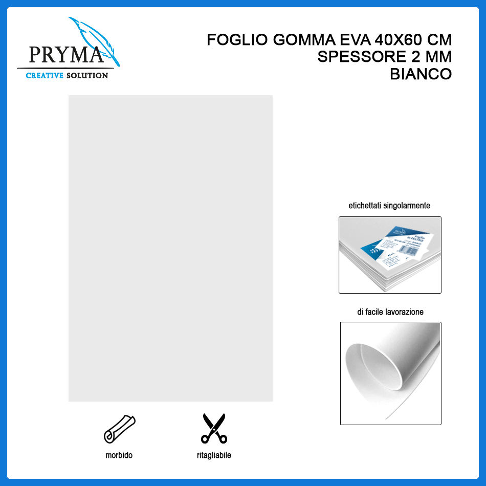 PRYMA FOGLIO GOMMA EVA 40X60CM 2MM BIANCO