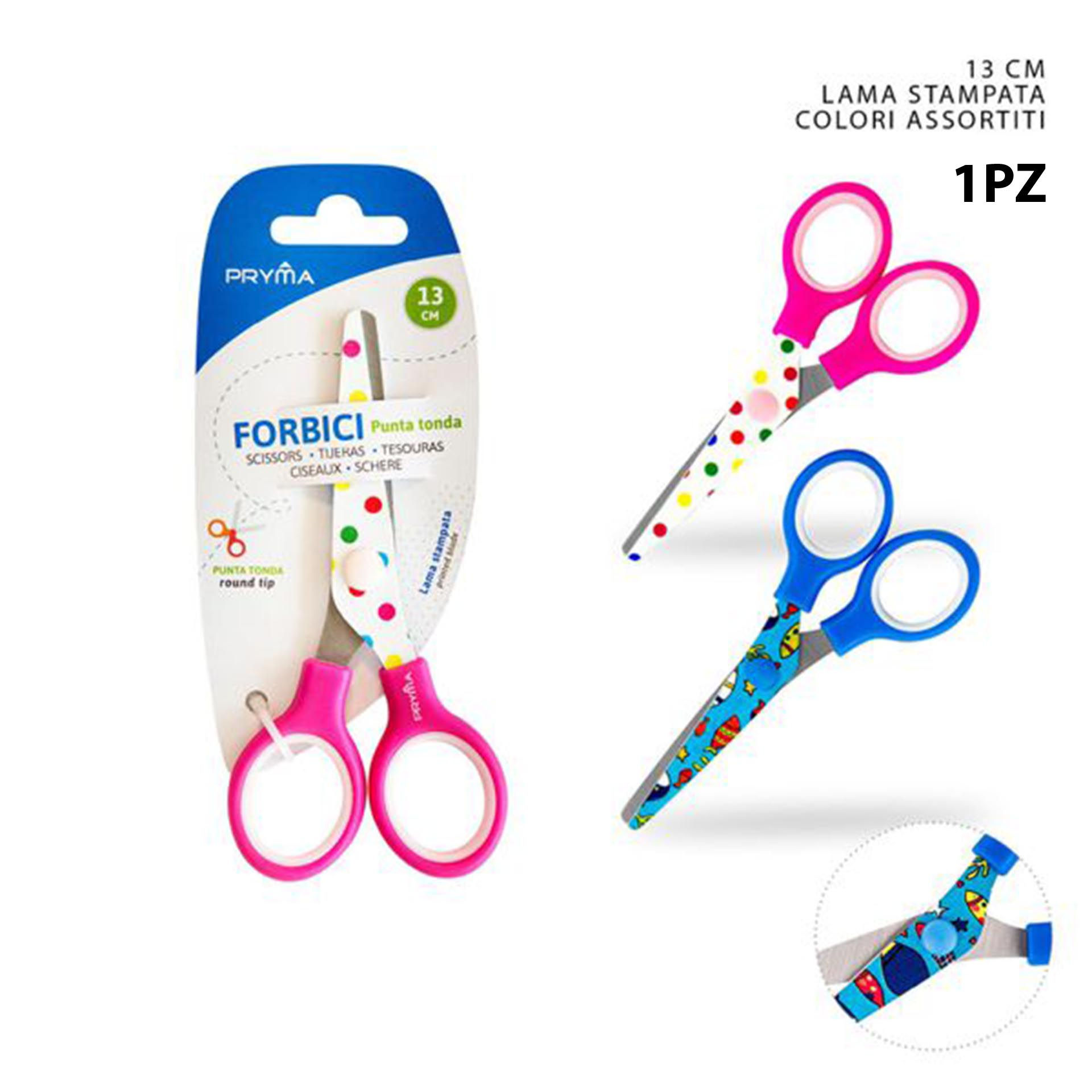 PRYMA FORBICI 13.5CM P/TONDA LAMA STAMPATA BL.Pryma