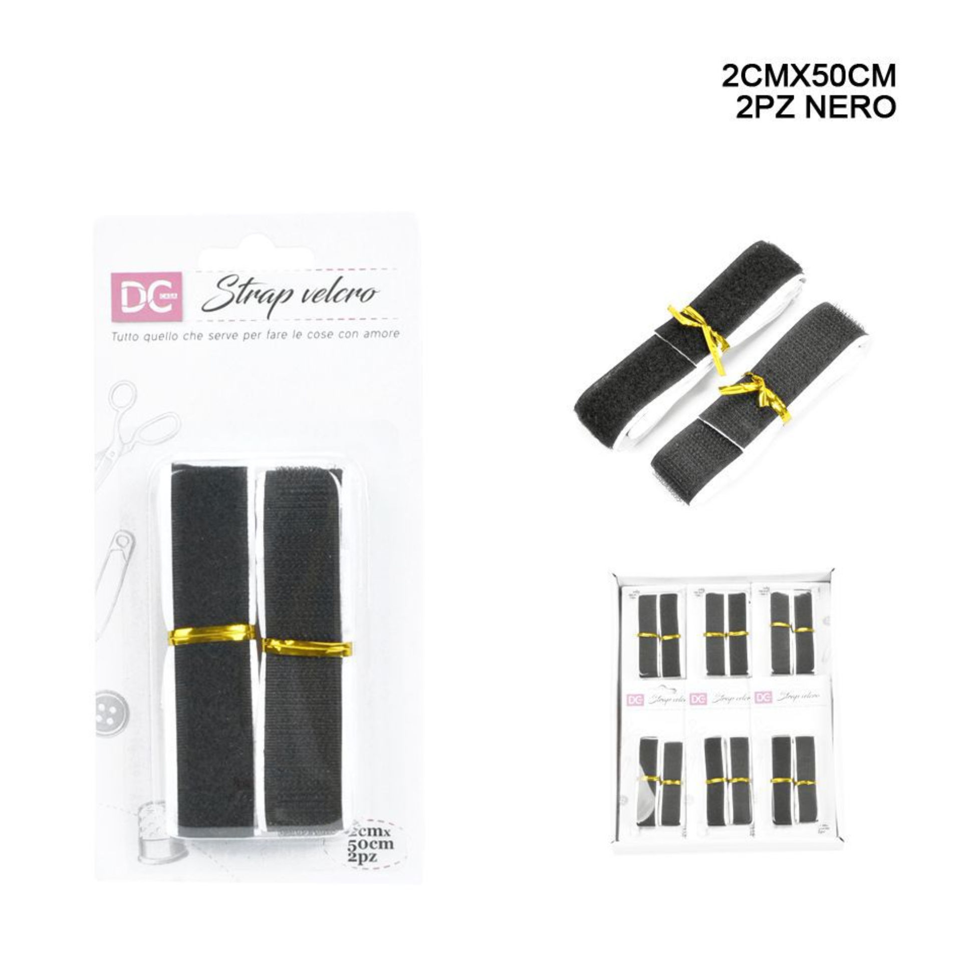 DC CASA STRAP VELCRO ADESIVO 2CMX50CM NERO