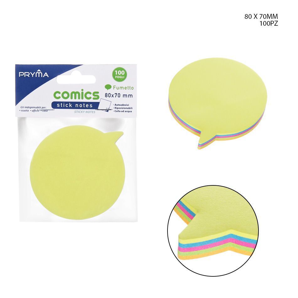PRYMA STICK NOTES 80X70MM 100F F/FUMETTO BL.Pryma