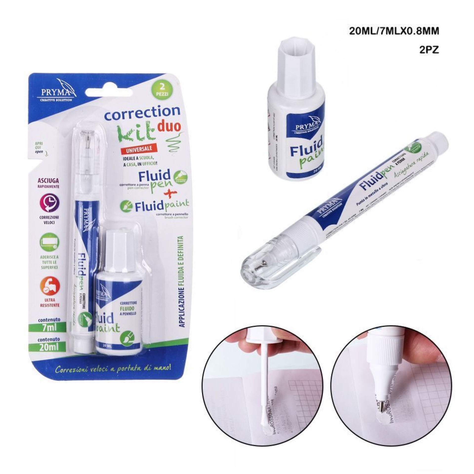 PRYMA CORRETTORE PENNELLO 20ML+PENNA 0.8M 7ML 2PZPryma