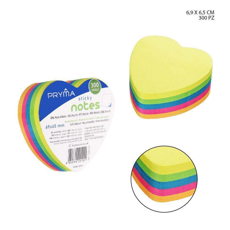 PRYMA STICKY NOTES CUORE 69X65MM 300FF FLUOPryma