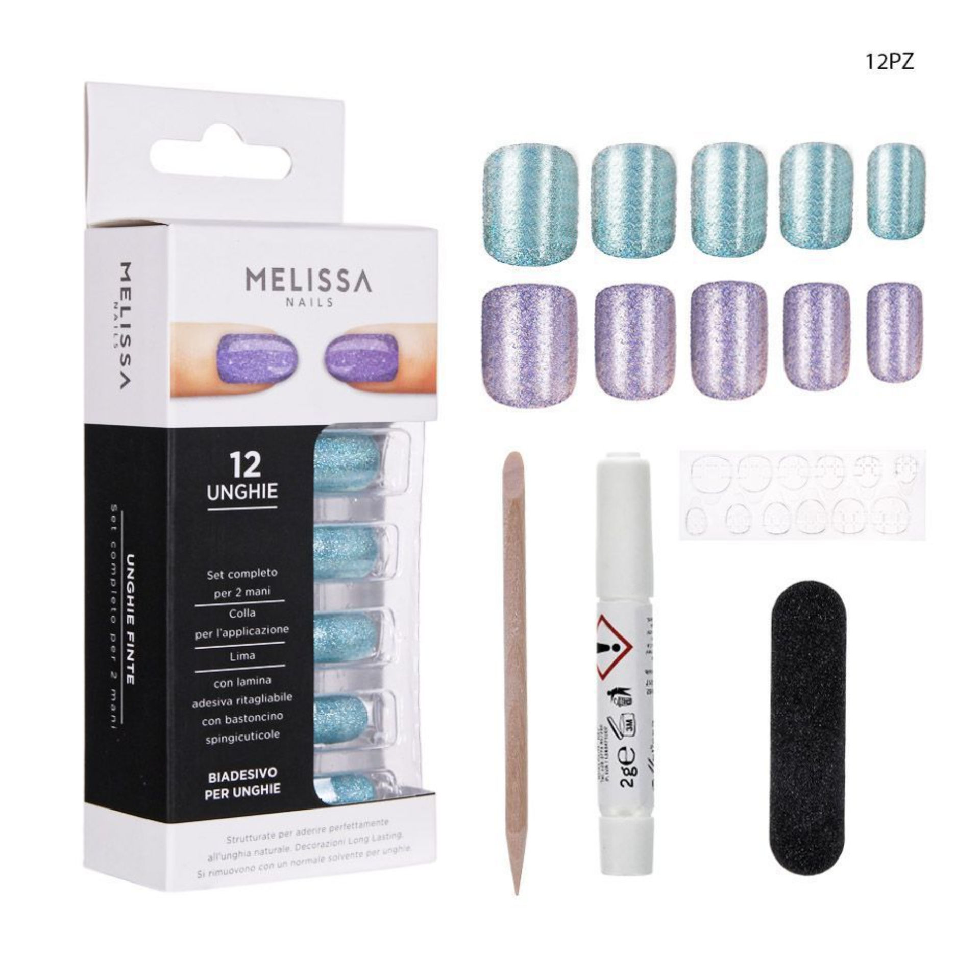 MELISSA UNGHIE FINTE 12PZ BRILLANTINATE ASS.