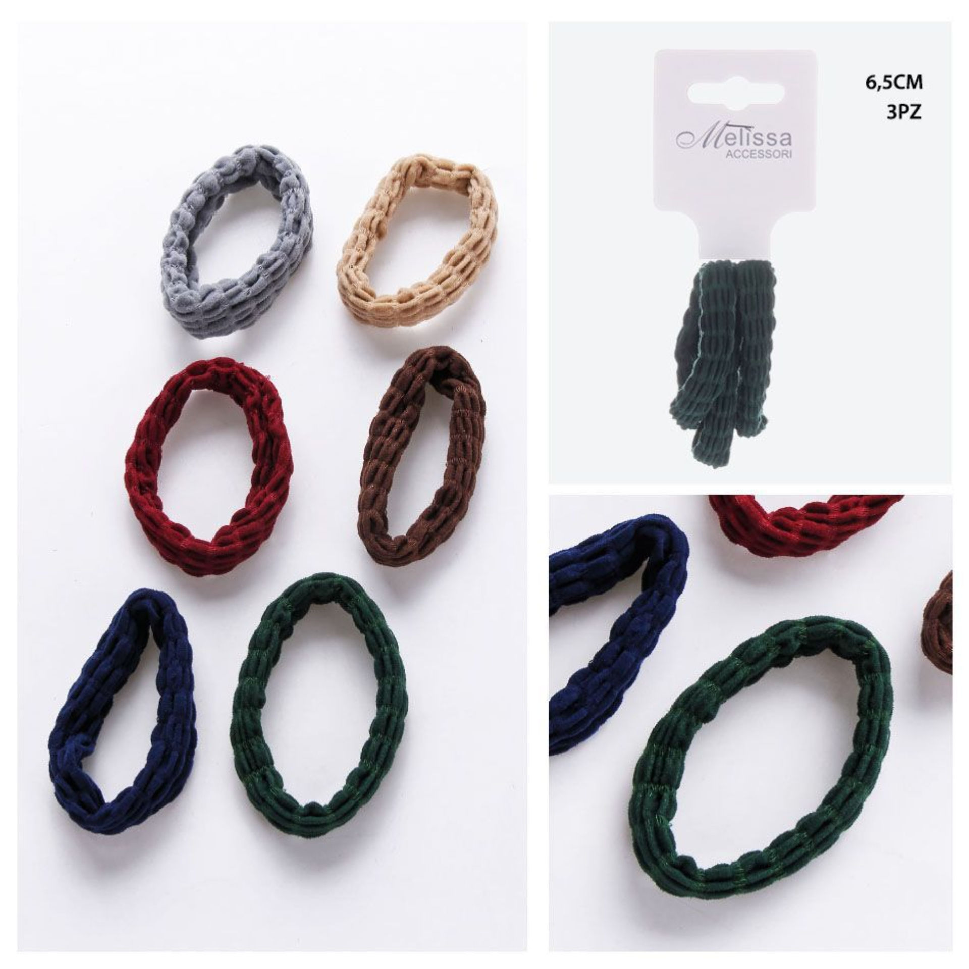 ELASTICO CAPELLI 6.5CM 3PZ ASS.
