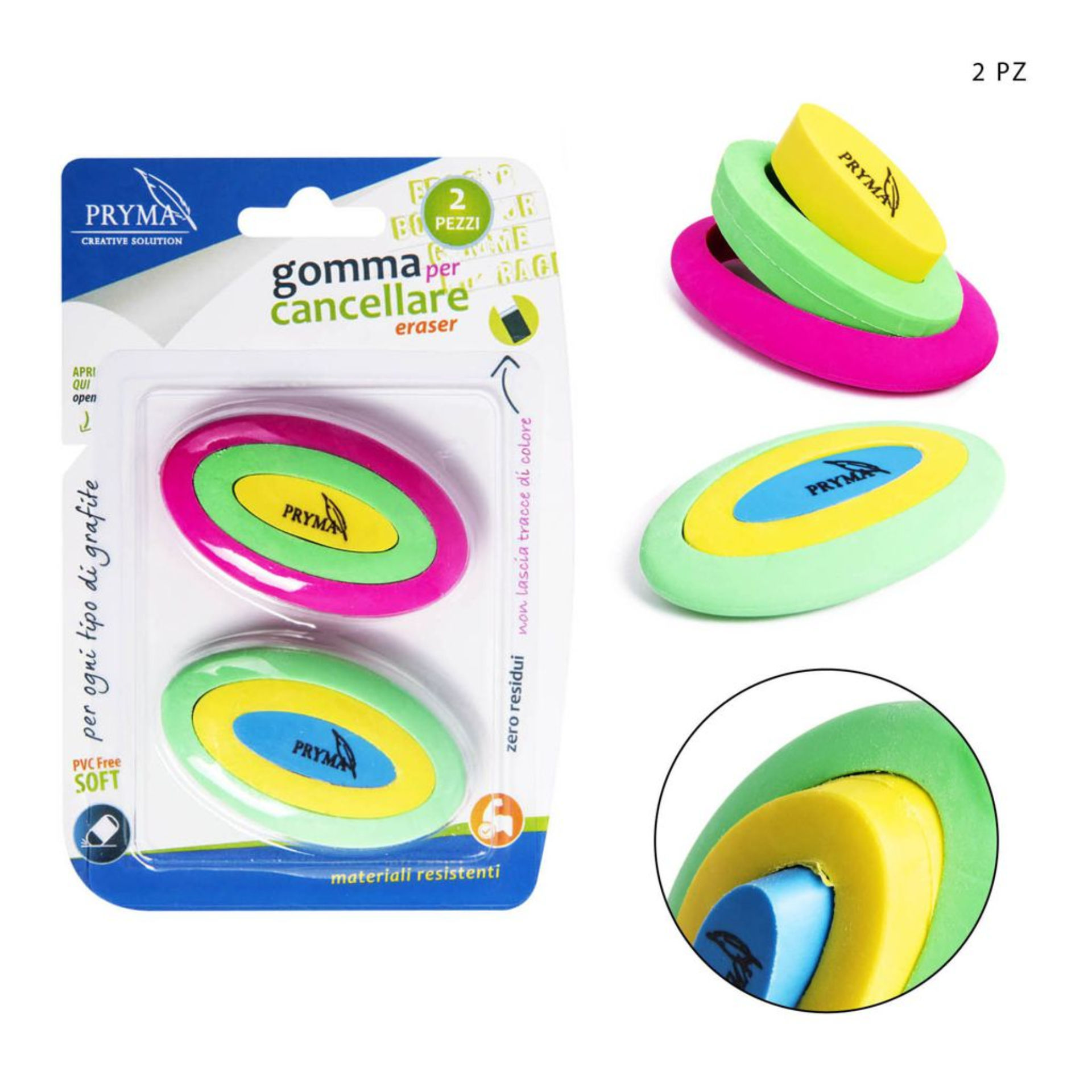 GOMMA F/OVALE 2PZ ASS. BL.Pryma