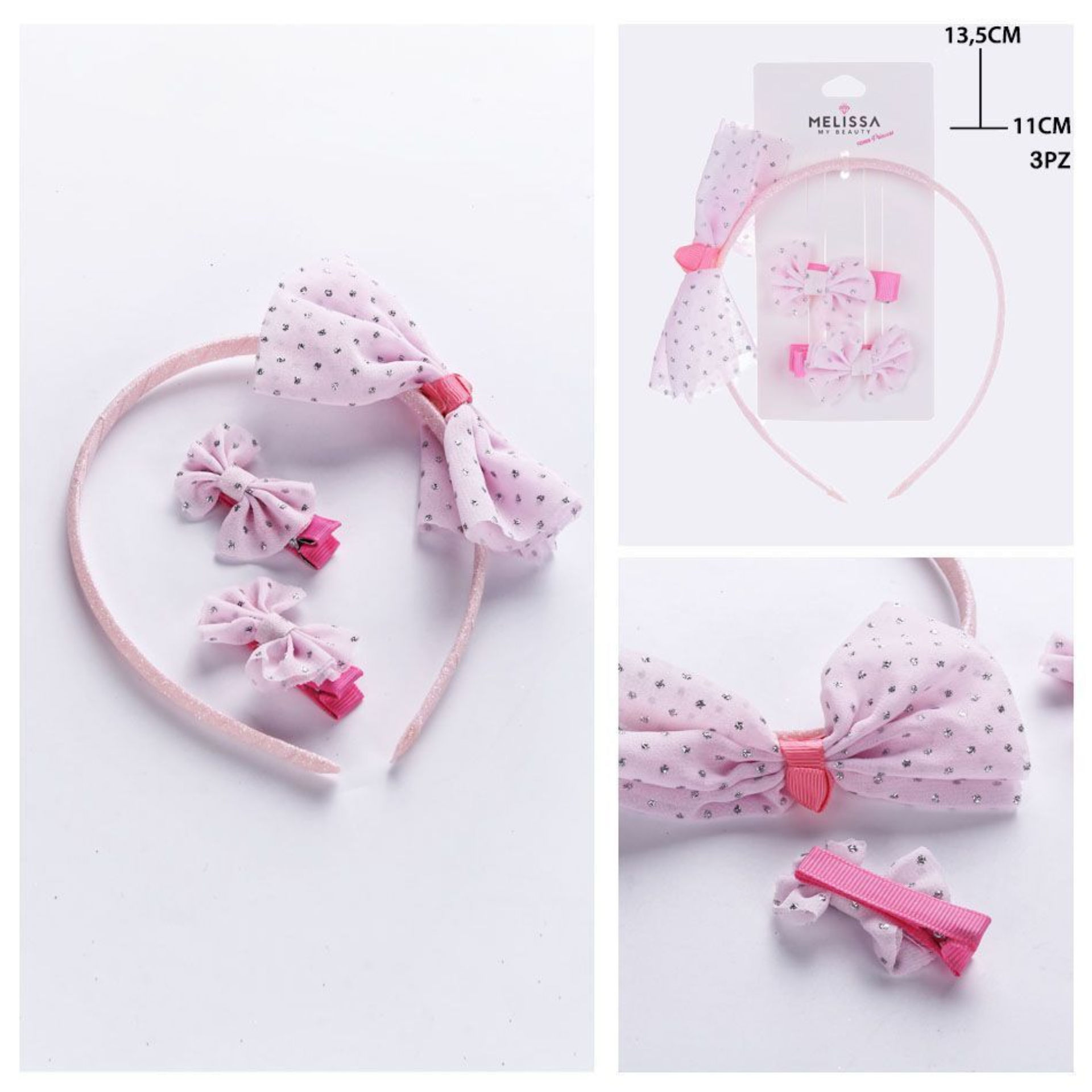 ACCESSORI CAPELLI 11X13.5CM 4.5X3.5CM 3PZ