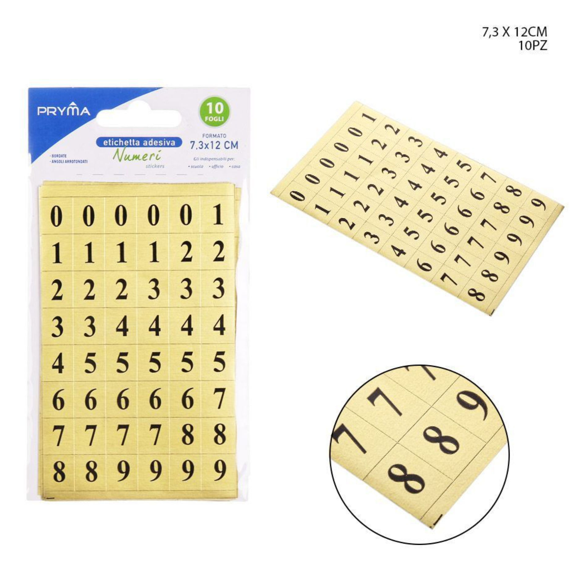 PRYMA ETICHETTA ADESIVA NUMERI 7.3X12CM 10FF BL.Pryma