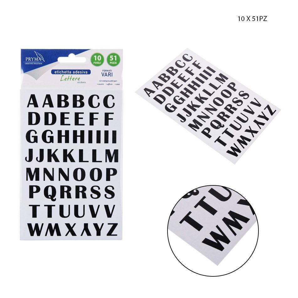 PRYMA ETICHETTA ADESIVA LETTERE 51PZ 10FF BL.