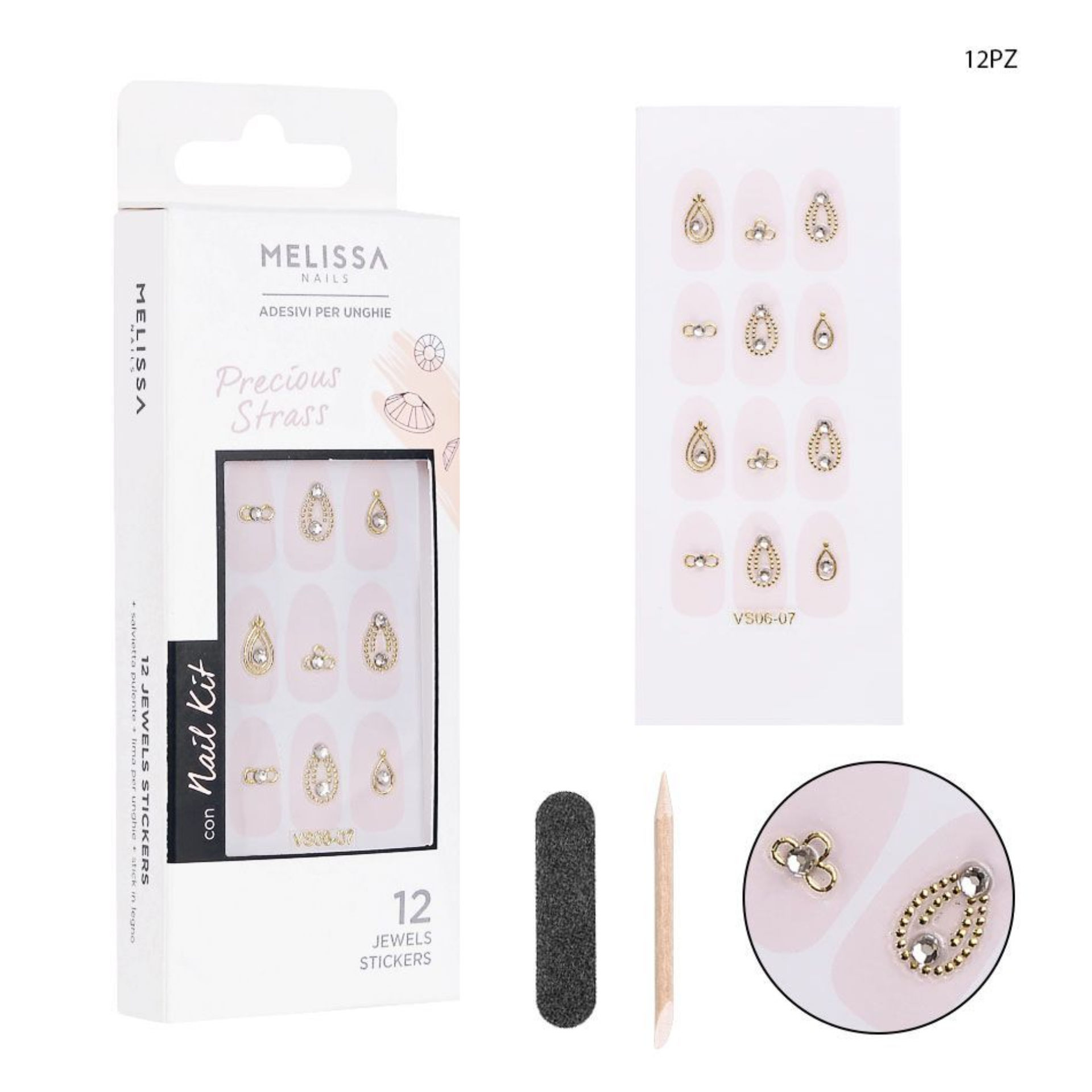 MELISSA ADESIVI STRASS UNGHIE 12PZ