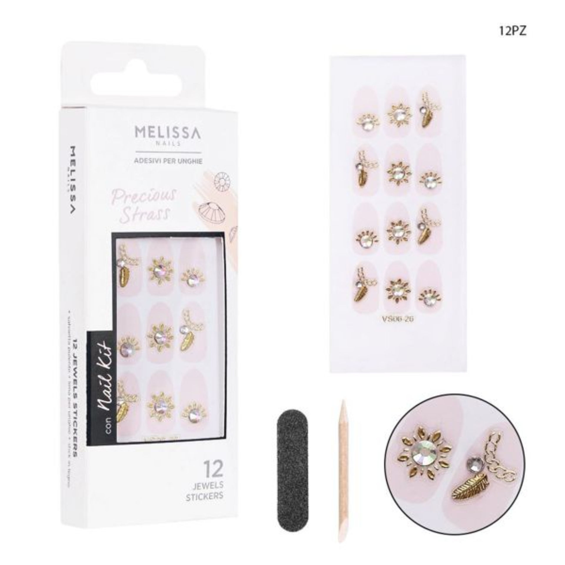 MELISSA ADESIVI STRASS UNGHIE 12PZ