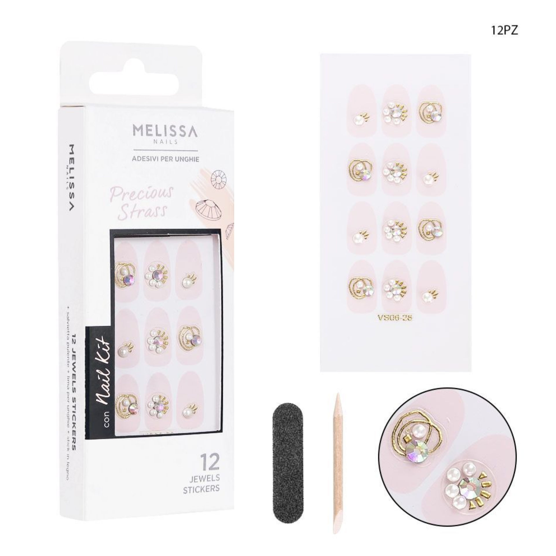 MELISSA ADESIVI STRASS UNGHIE 12PZ