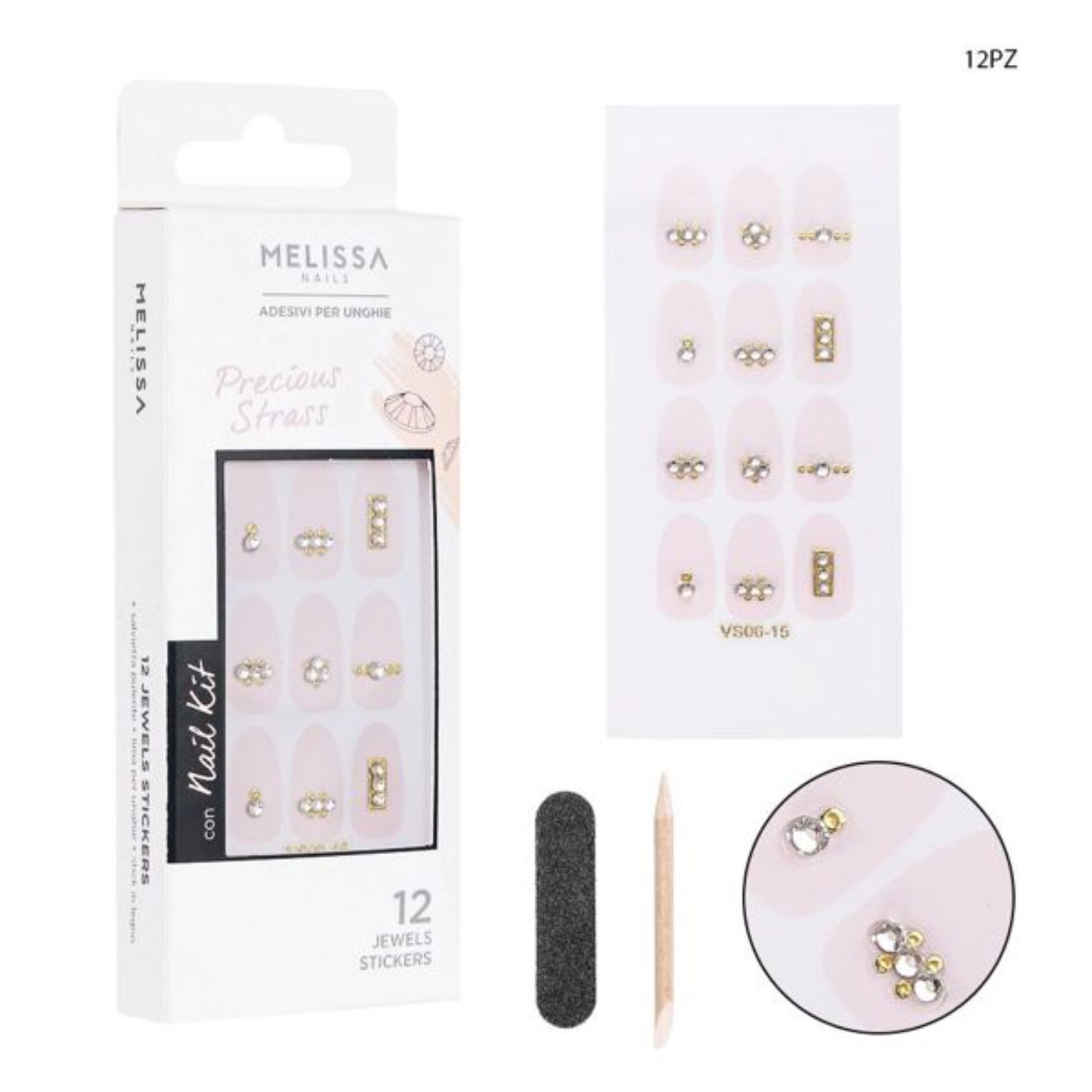 MELISSA ADESIVI STRASS UNGHIE 12PZ