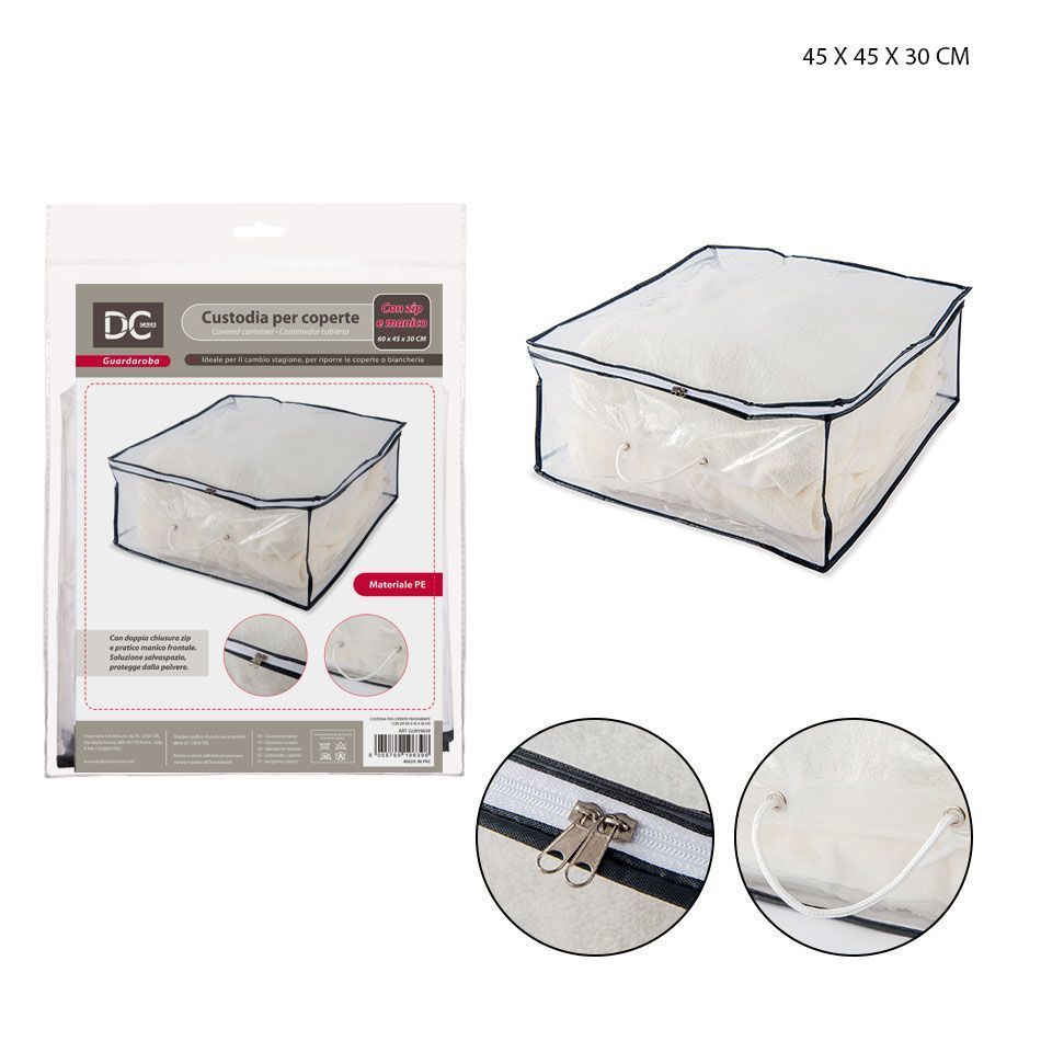 DC CASA CUSTODIA COPERTE C/ZIP TRASP. 60X45X30CM