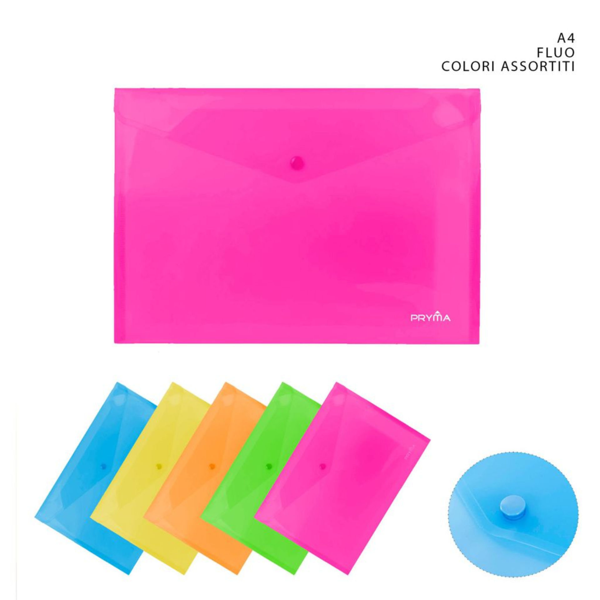 PRYMA BUSTA C/BOTTONE A4 FLUOPryma
