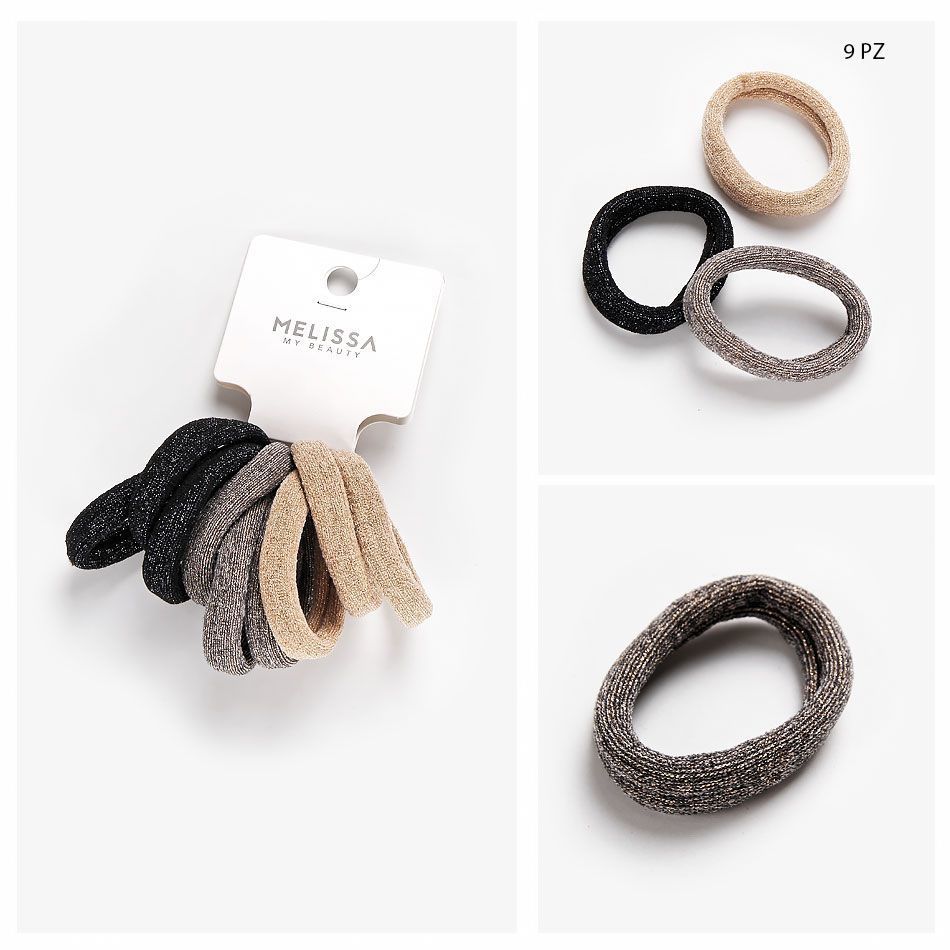 MELISSA ELASTICO CAPELLI NYLON FILI DORATI 9PZ