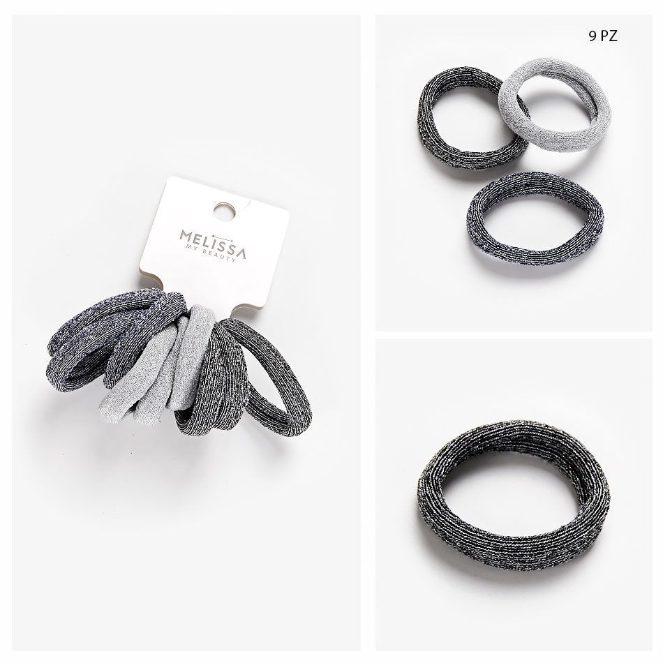 MELISSA ELASTICO CAPELLI NYLON FILI DORATI 9PZ