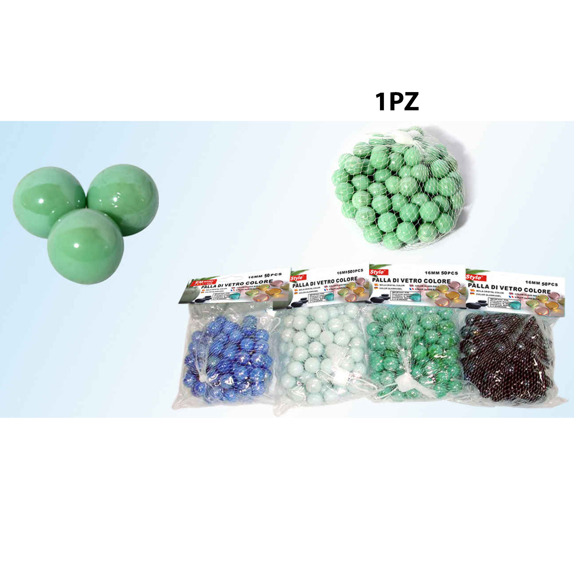 PALLINE DI VETRO 16MM 50PZ