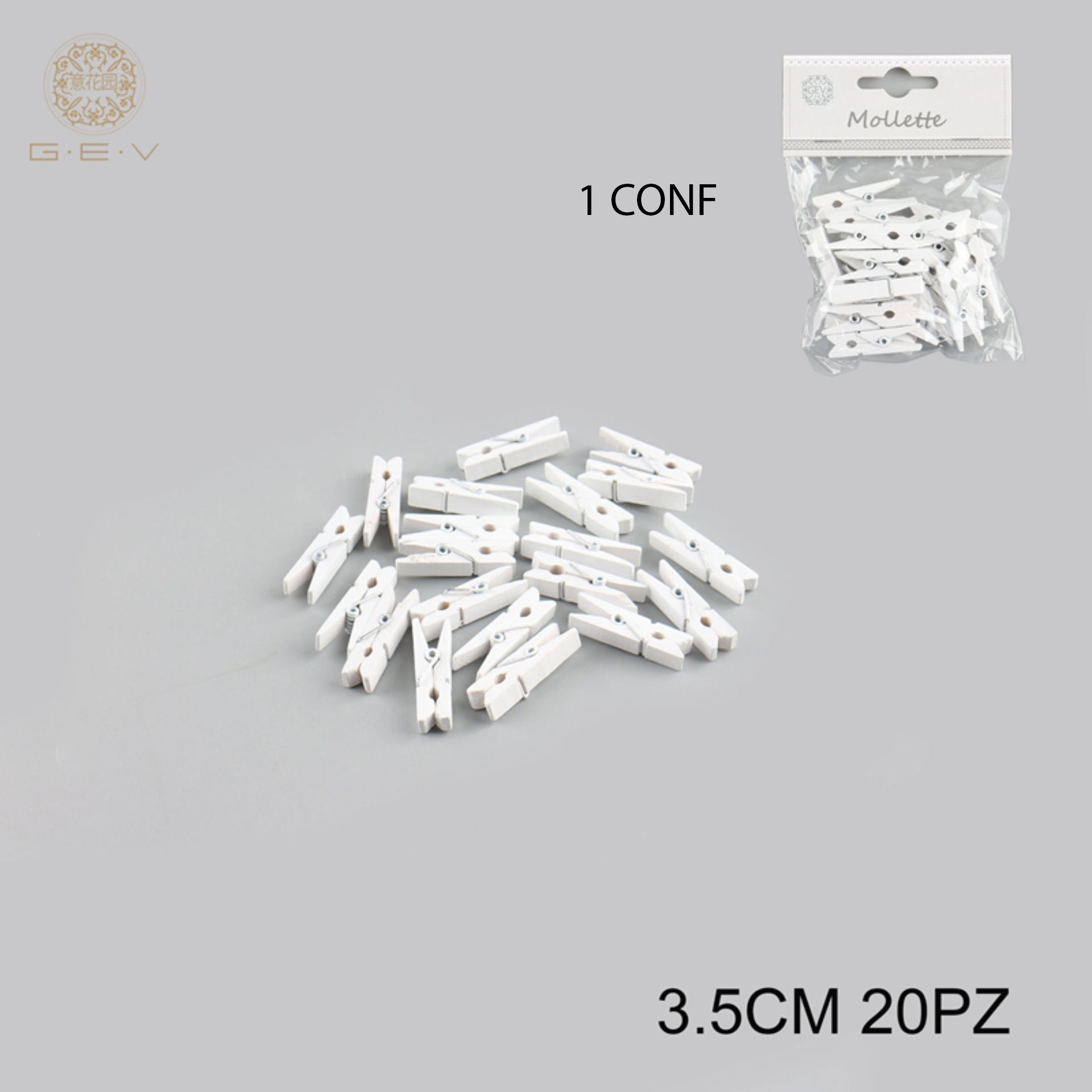 GEV MOLETTE LEGNO 3.5CM CF 20PEZZI BIANCOGev