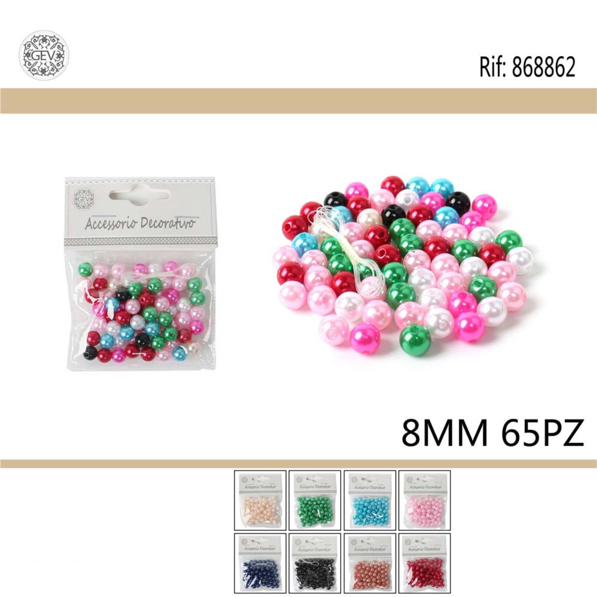 PERLA ARTIFICIALE IN PLASTICA 8MM