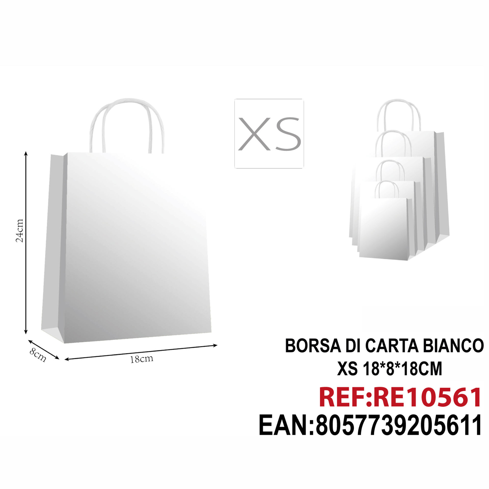 SACCHETTO DA REGALO XS BIANCO 18*8*24
