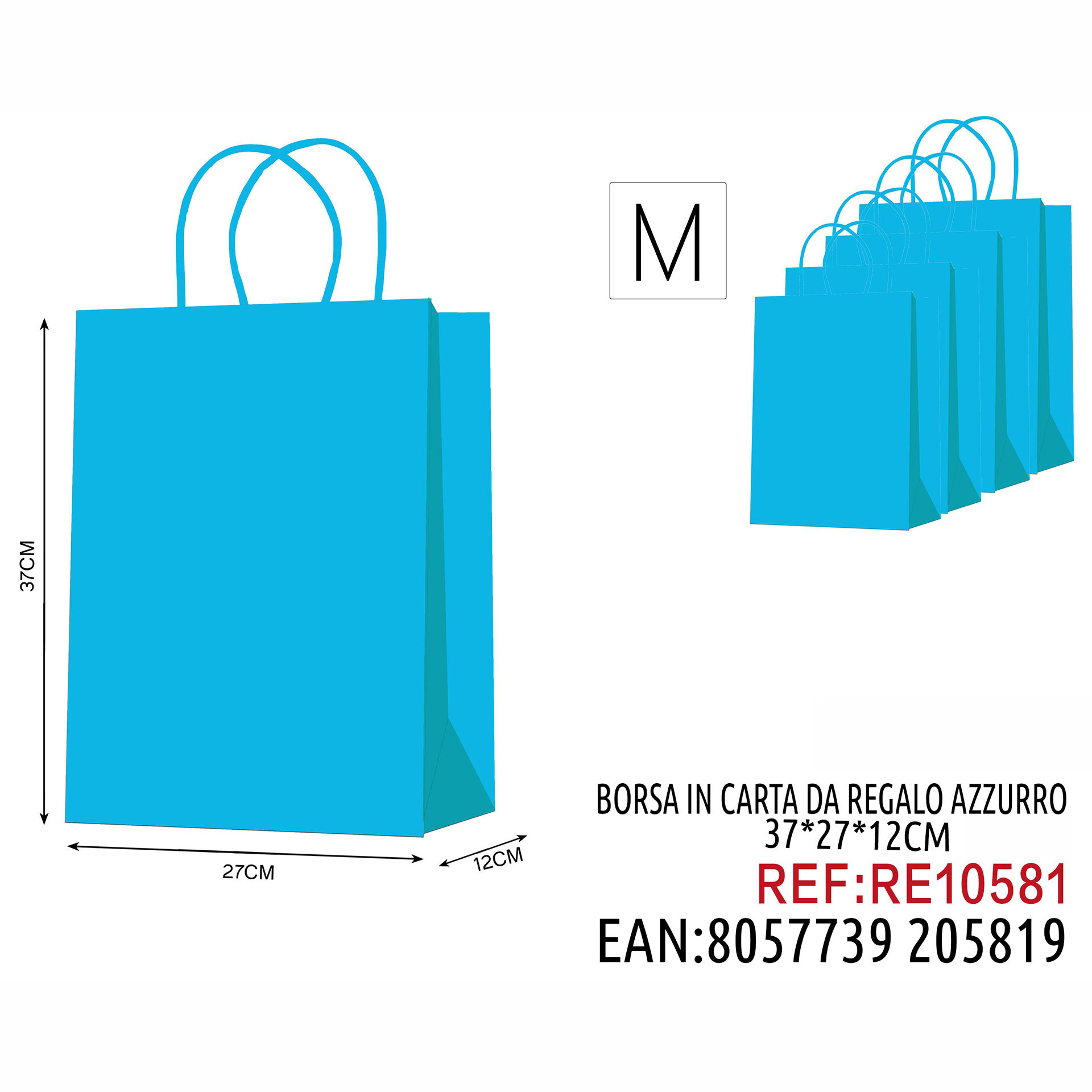 SACCHETTO DA REGALO M AZZURRO 27*12*37