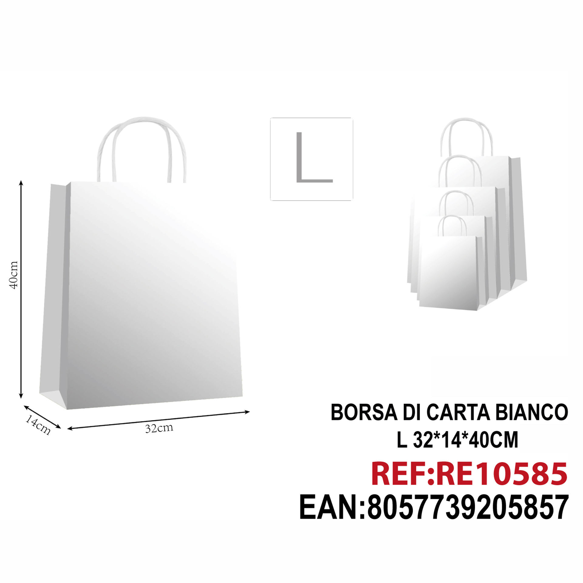 SACCHETTO DA REGALO L BIANCO 32*14*40