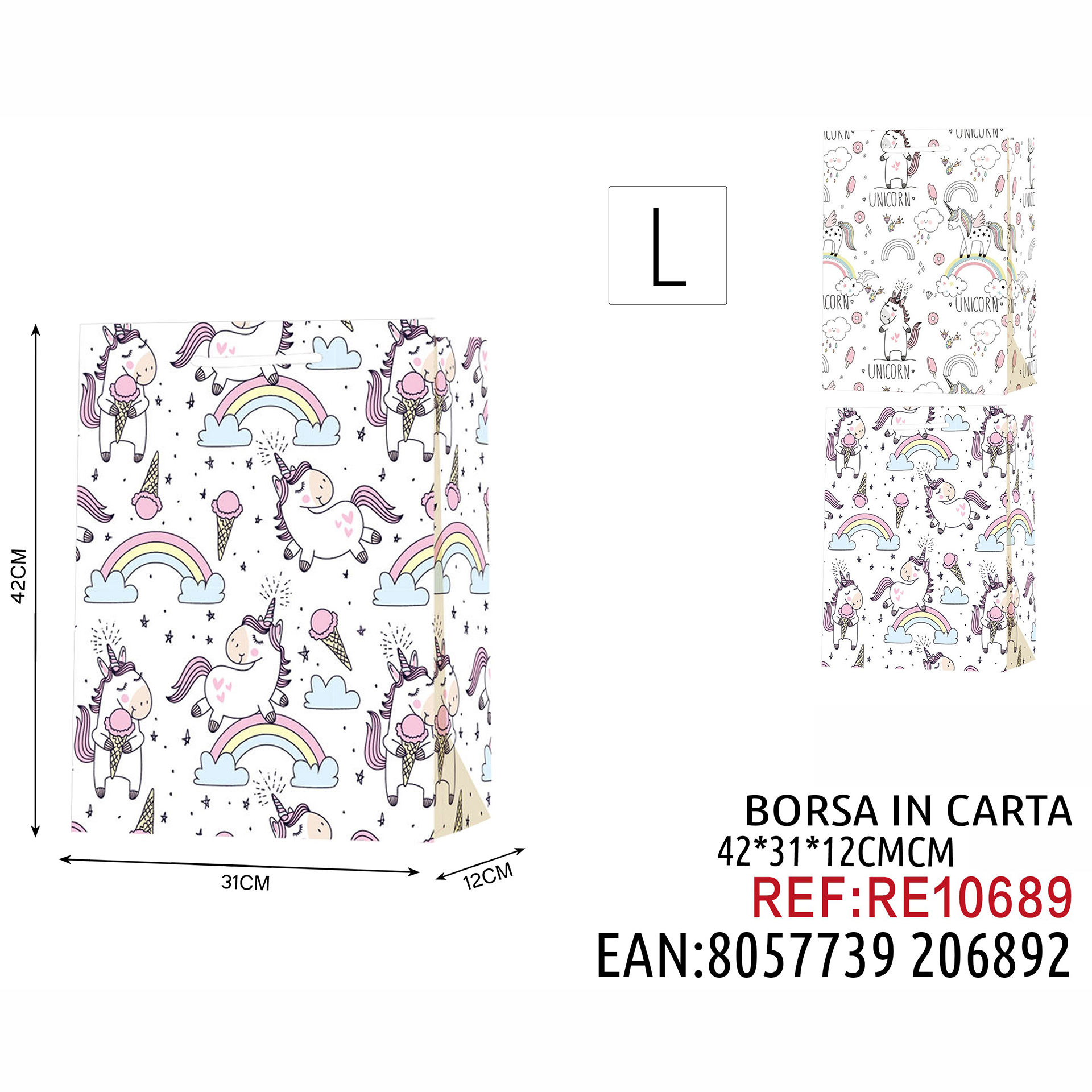 BORSA IN CARTA DA REGALO FANTASIA L 42*31*12CM