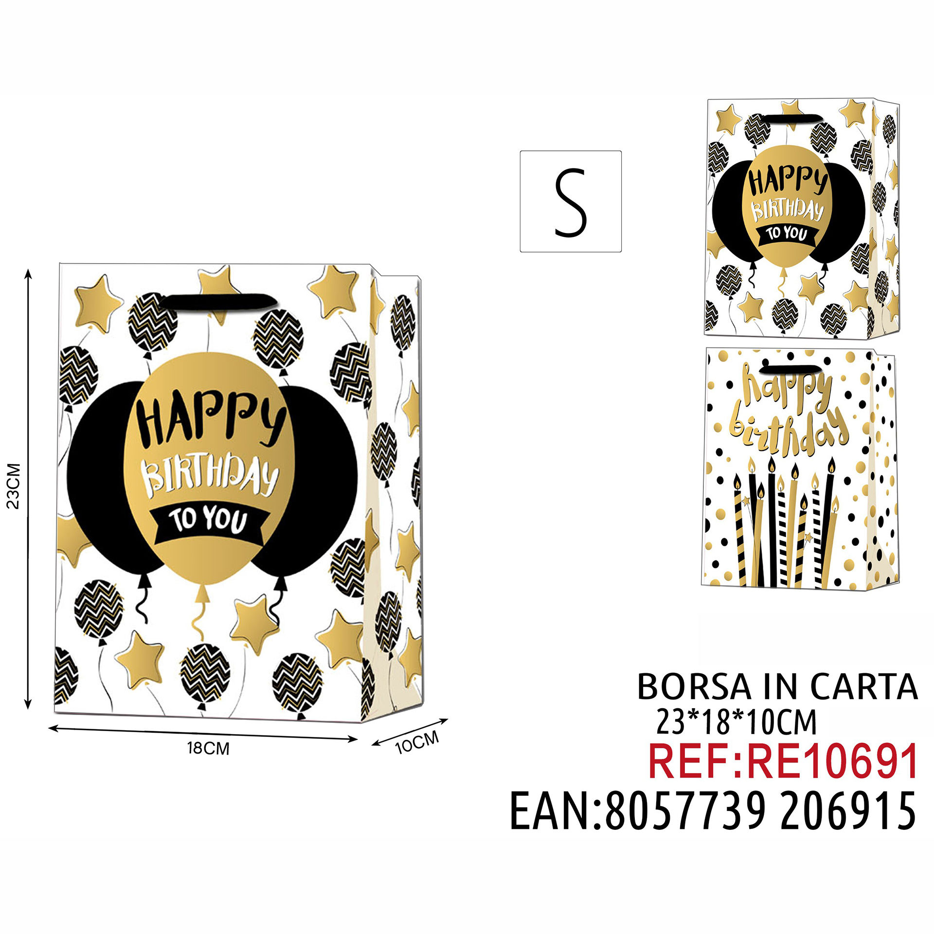 BORSA IN CARTA DA REGALO FANTASIA SALDATO ORO OPAC