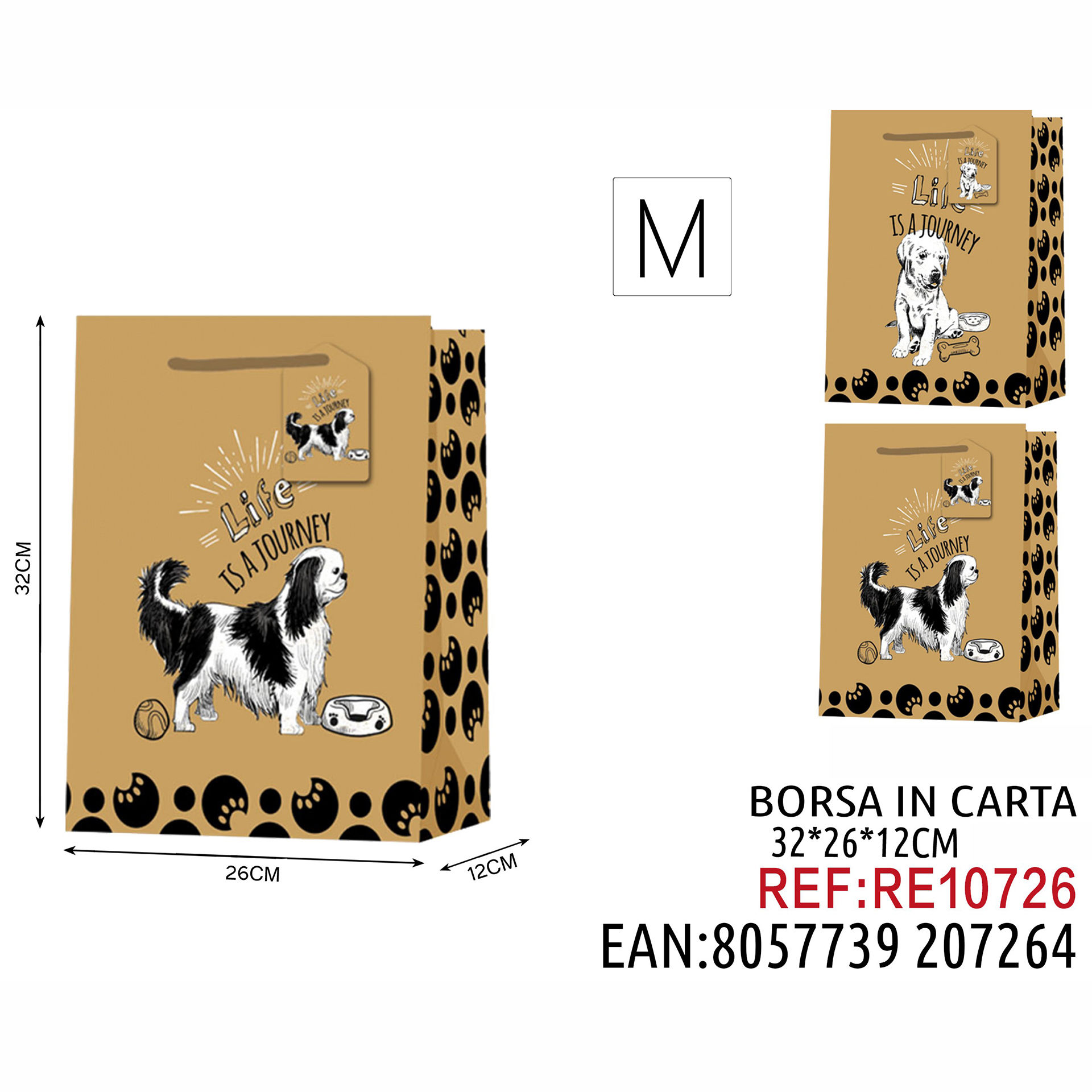 BORSA IN CARTA DA REGALO AD INCHIOSTRO NERO BIANCO