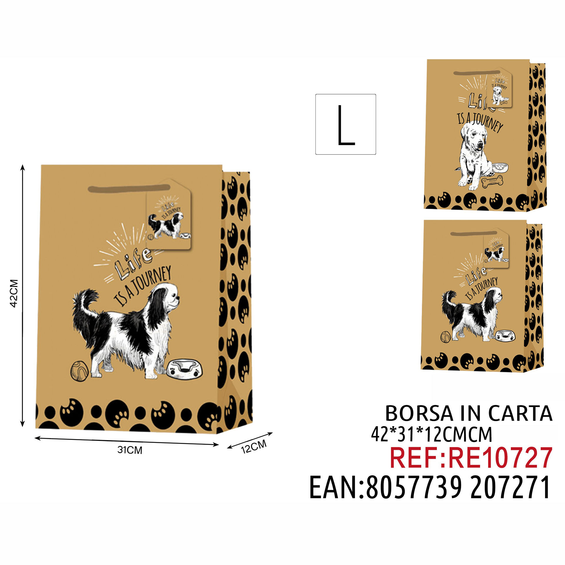 BORSA IN CARTA DA REGALO AD INCHIOSTRO NERO BIANCO