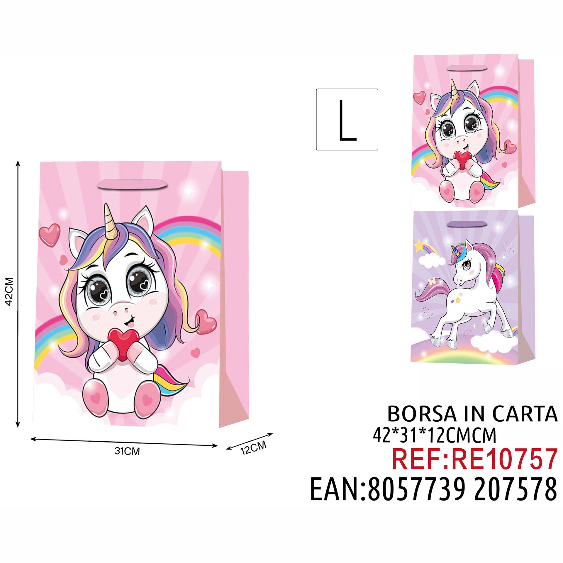 BORSA IN CARTA DA REGALO FANTASIA L 42*31*12CM