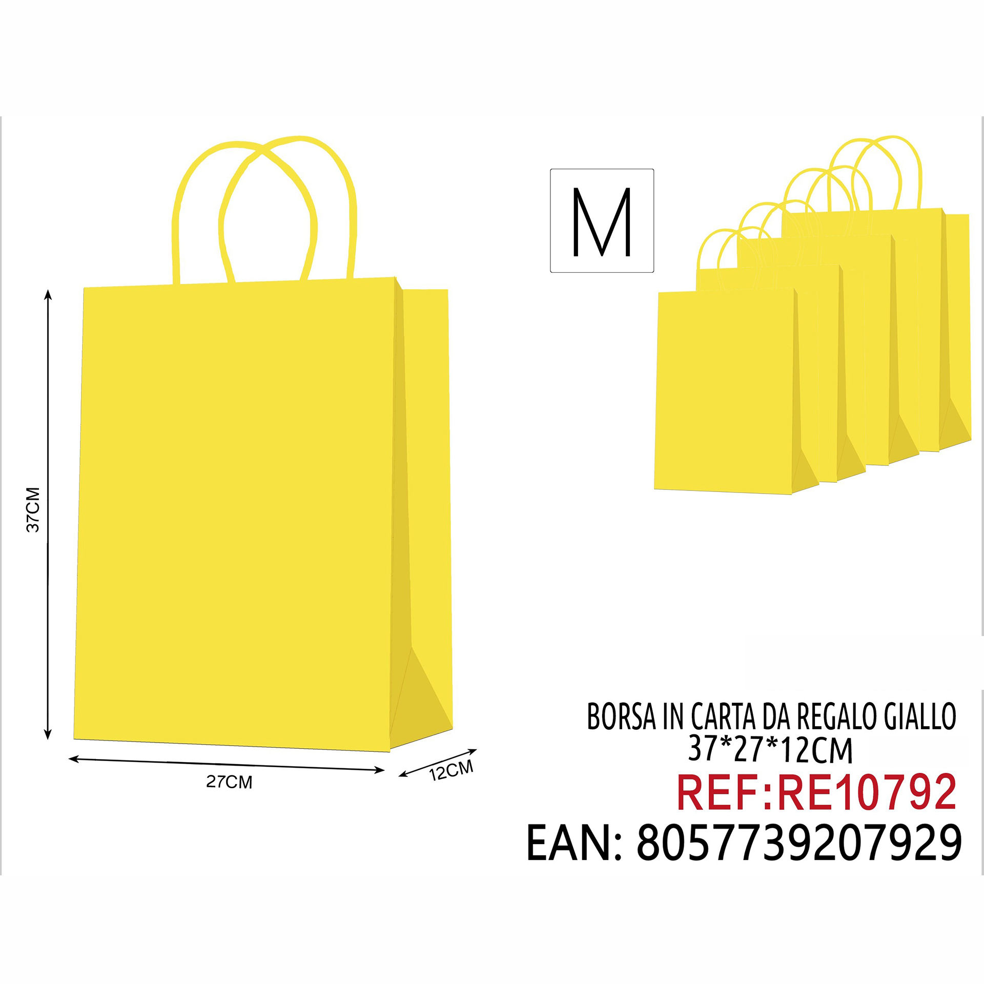 BORSA IN CARTA DA REGALO GIALLO 37*27*12