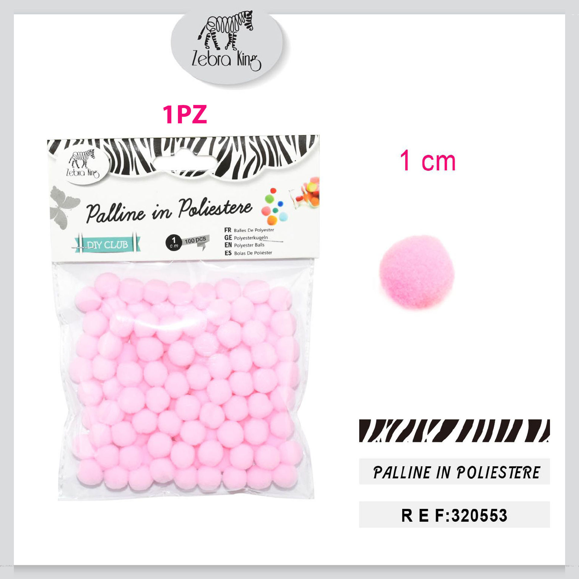 PALLINE IN POLIESTERE ROSA 1CM/100PC