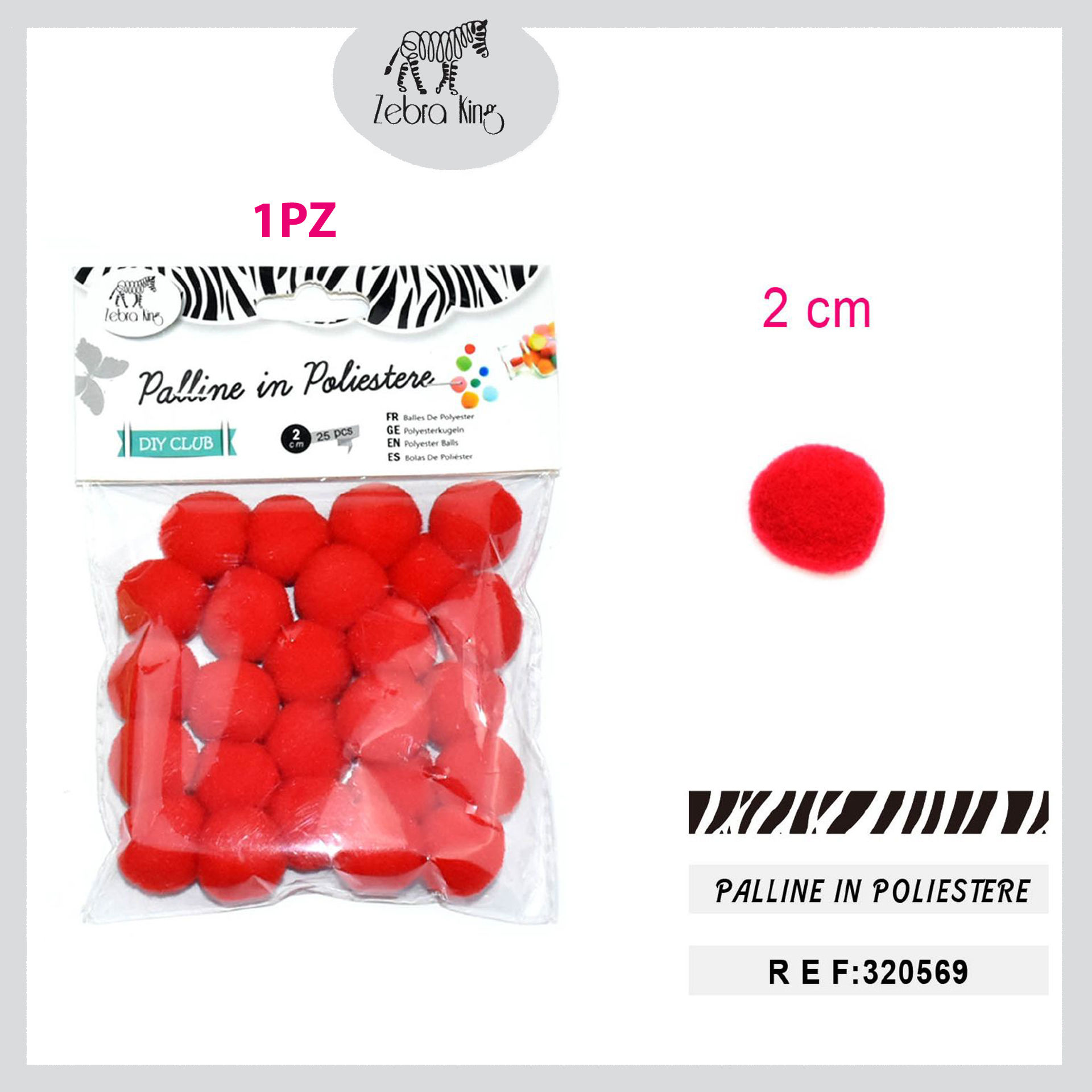 PALLINE IN POLIESTERE ROSSE 2.0CM/25PC