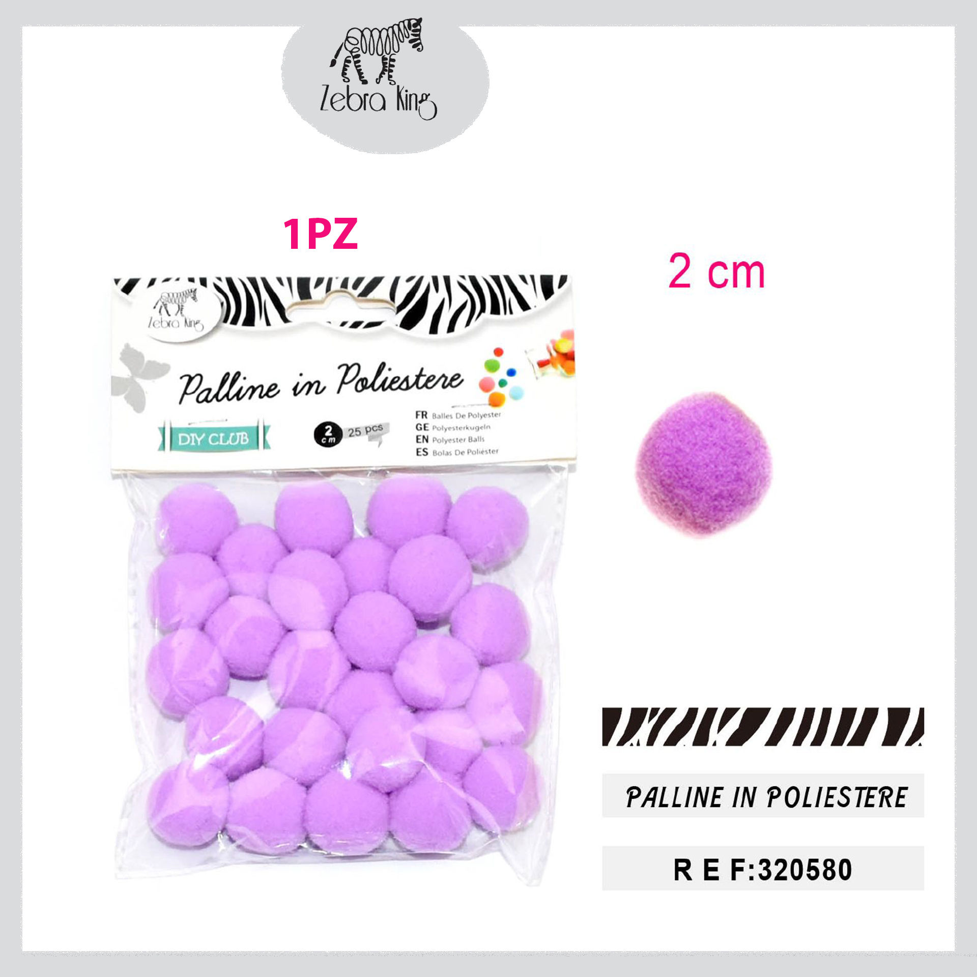 PALLINE IN POLIESTERE VIOLA CHIARO 2.0CM/25PC