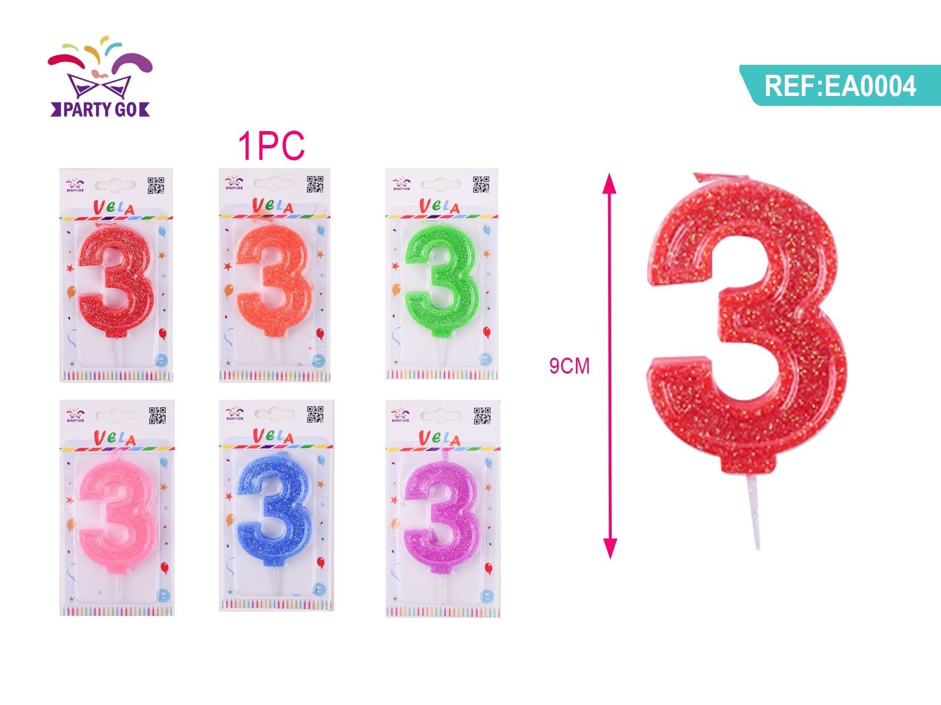 CANDELE DI COMPLEANNO NUMERI 3Party Go